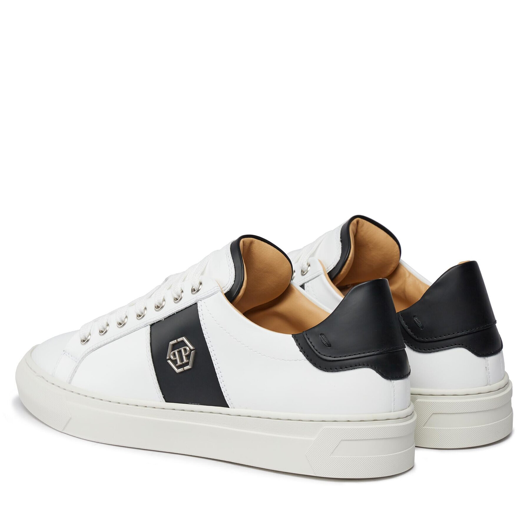 PHILIPP PLEIN Сникърси Leather Lo-Top Sneakers Hexagon AACS MSC3905 PLE075N Бял - Pepit.bg