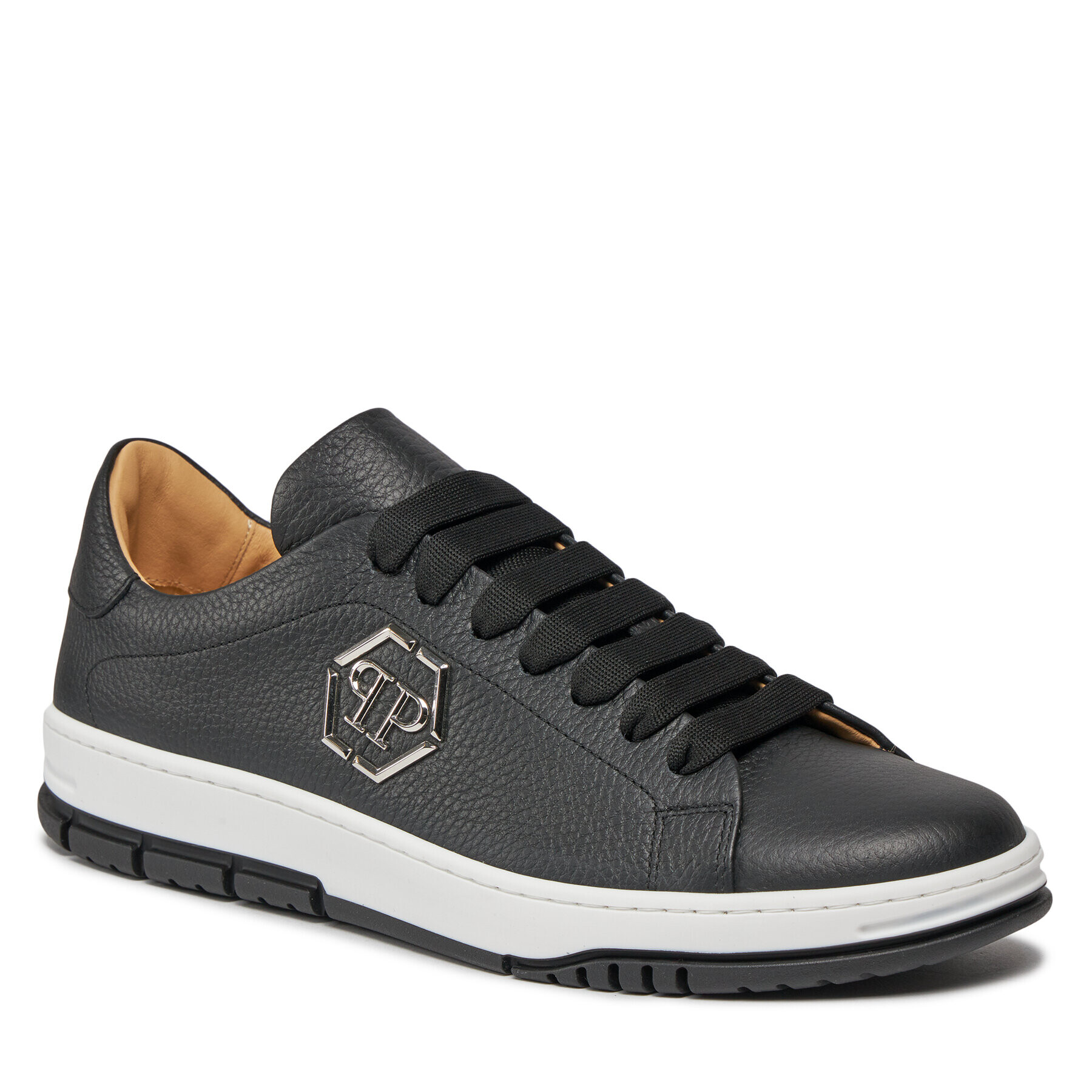 PHILIPP PLEIN Сникърси Leather Lo-Top Sneakers Hexagon AACS USC0514 PLE010N Черен - Pepit.bg