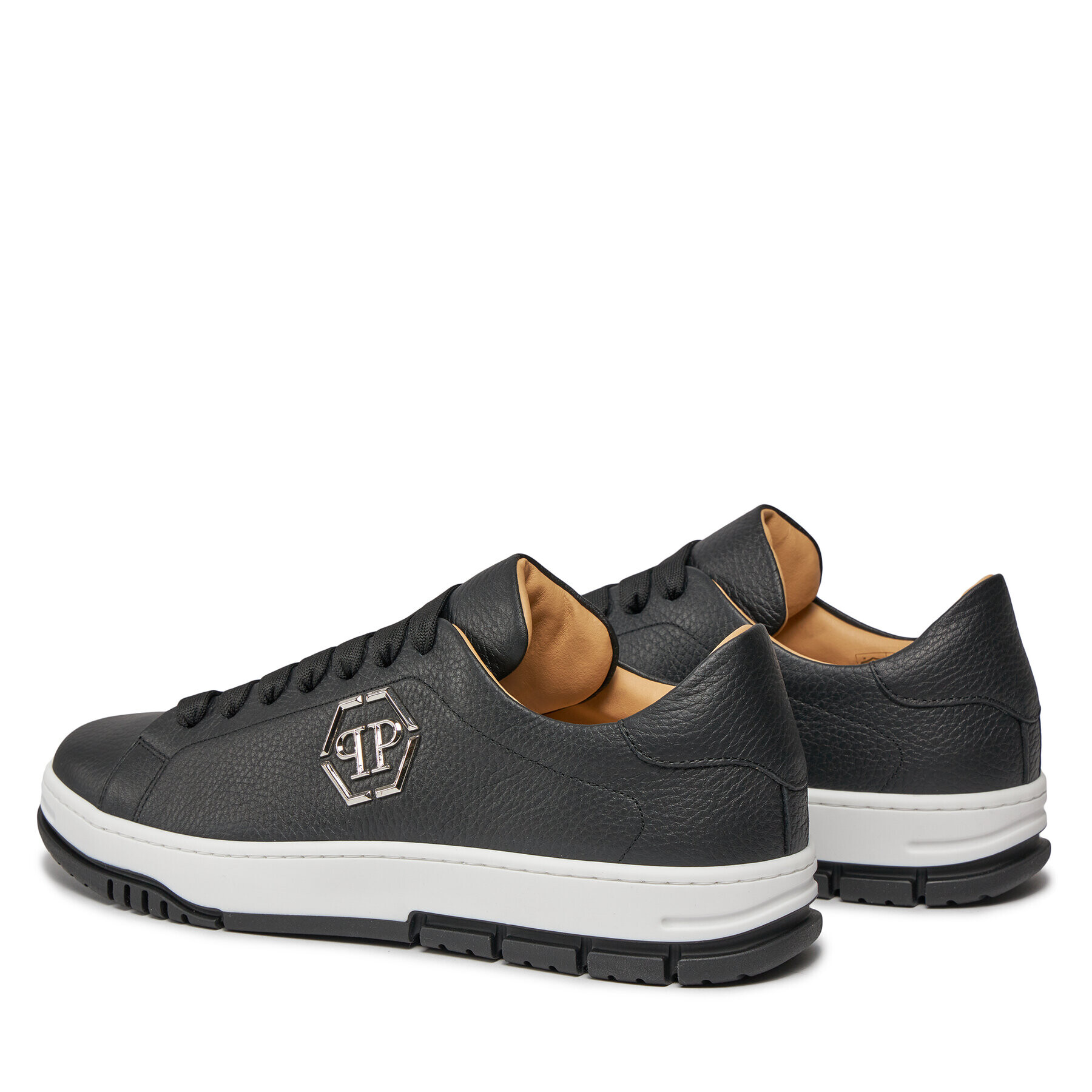 PHILIPP PLEIN Сникърси Leather Lo-Top Sneakers Hexagon AACS USC0514 PLE010N Черен - Pepit.bg