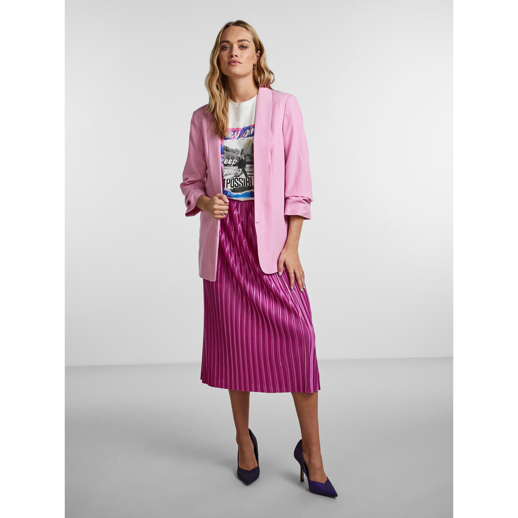Pieces Сако Boss 17090996 Розов Regular Fit - Pepit.bg