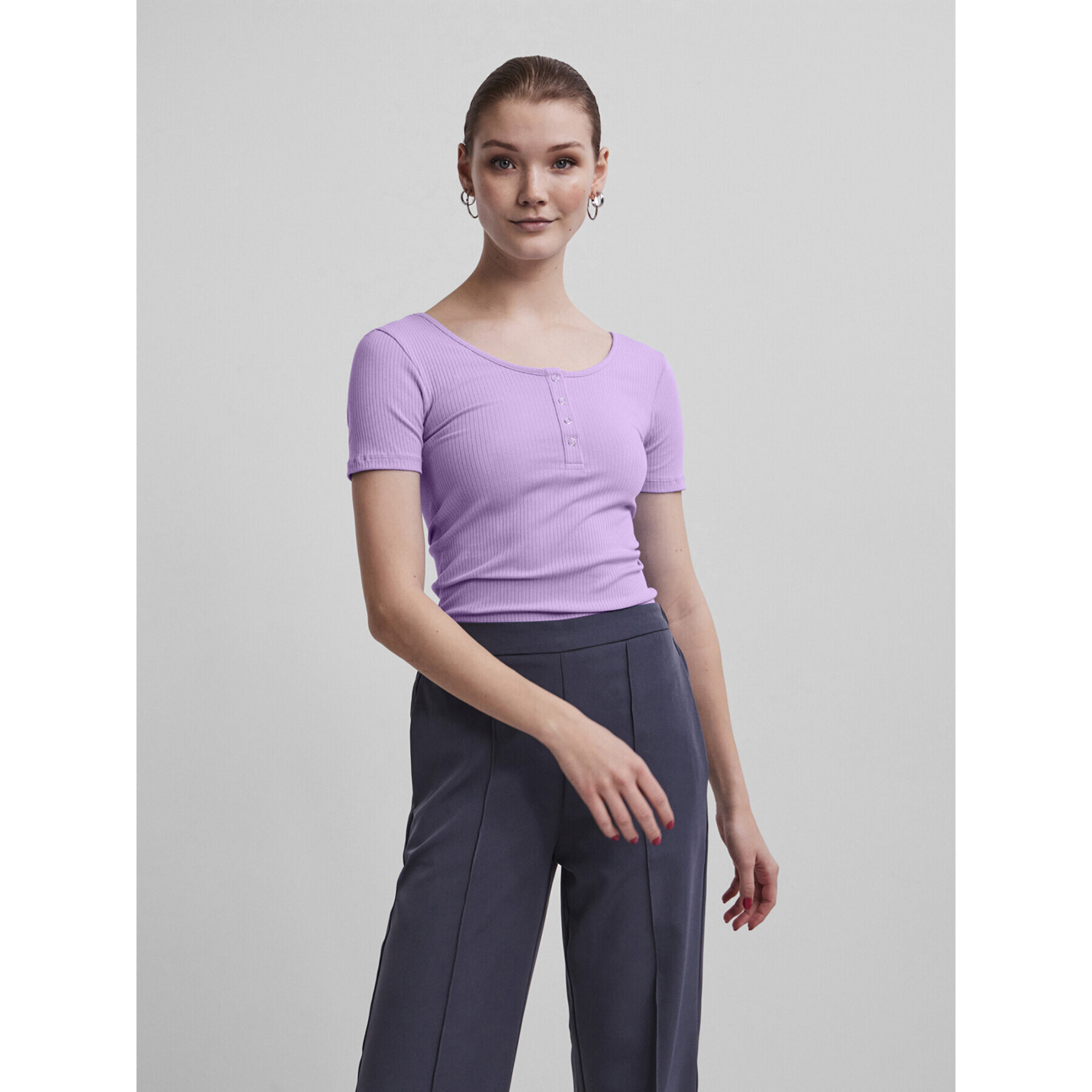Pieces Блуза 17101439 Виолетов Slim Fit - Pepit.bg