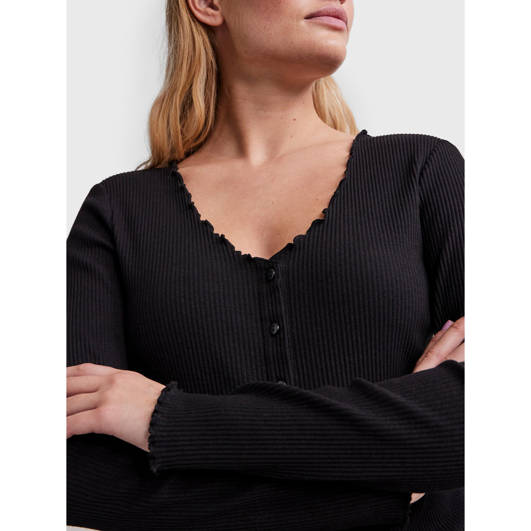Pieces Блуза Nukisa 17101835 Черен Slim Fit - Pepit.bg
