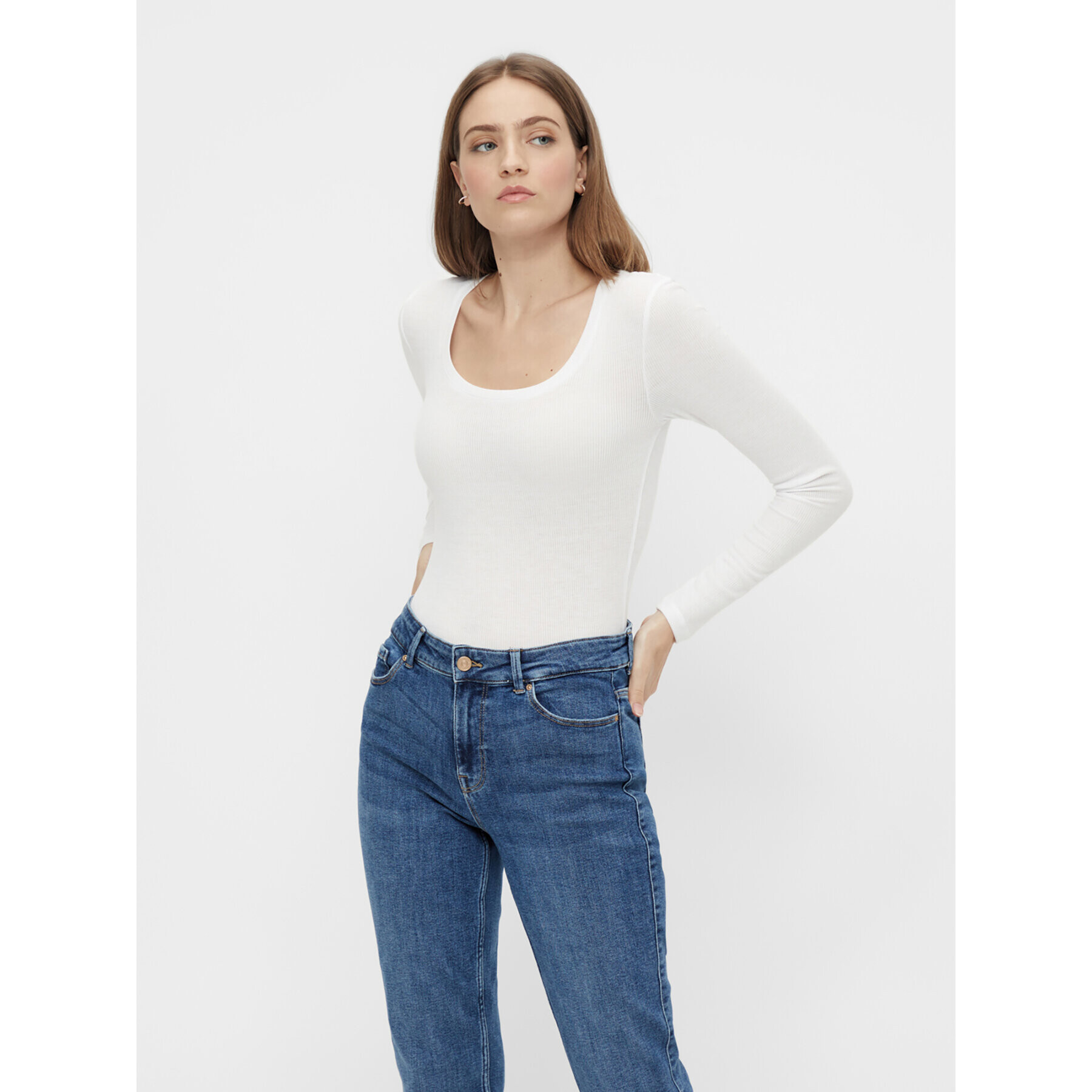 Pieces Блуза Pippi 17110548 Бял Slim Fit - Pepit.bg