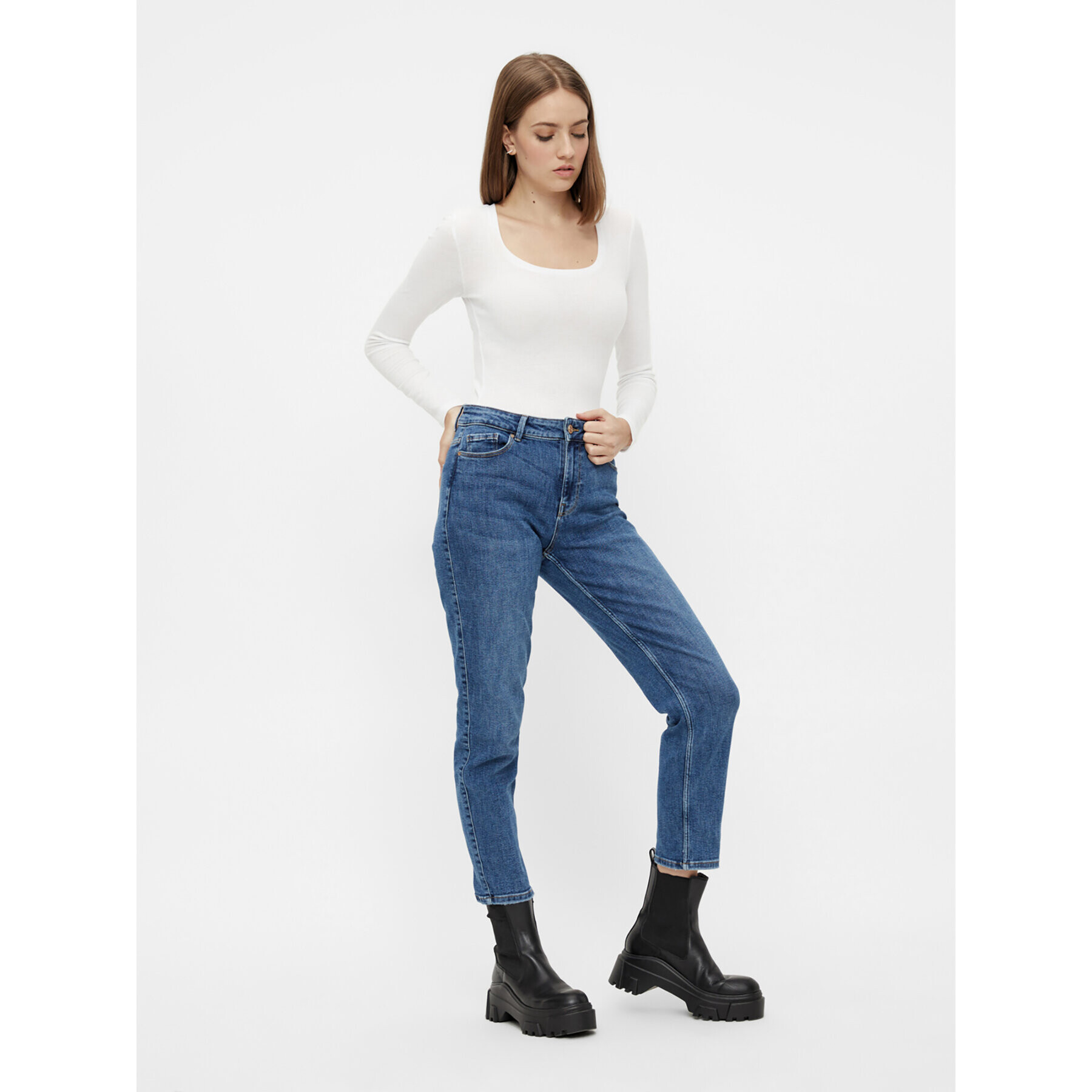 Pieces Блуза Pippi 17110548 Бял Slim Fit - Pepit.bg