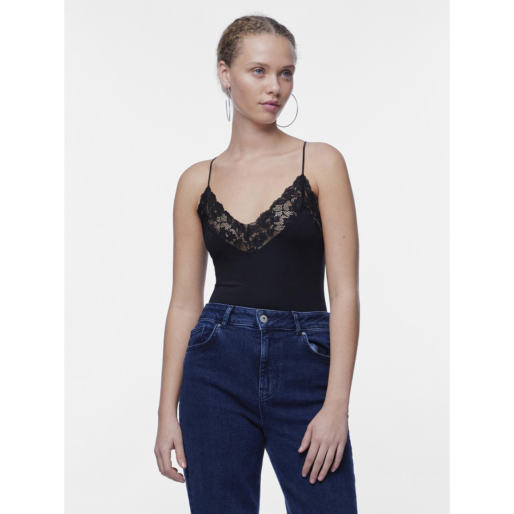 Pieces Боди Kornelie 17119977 Черен Slim Fit - Pepit.bg