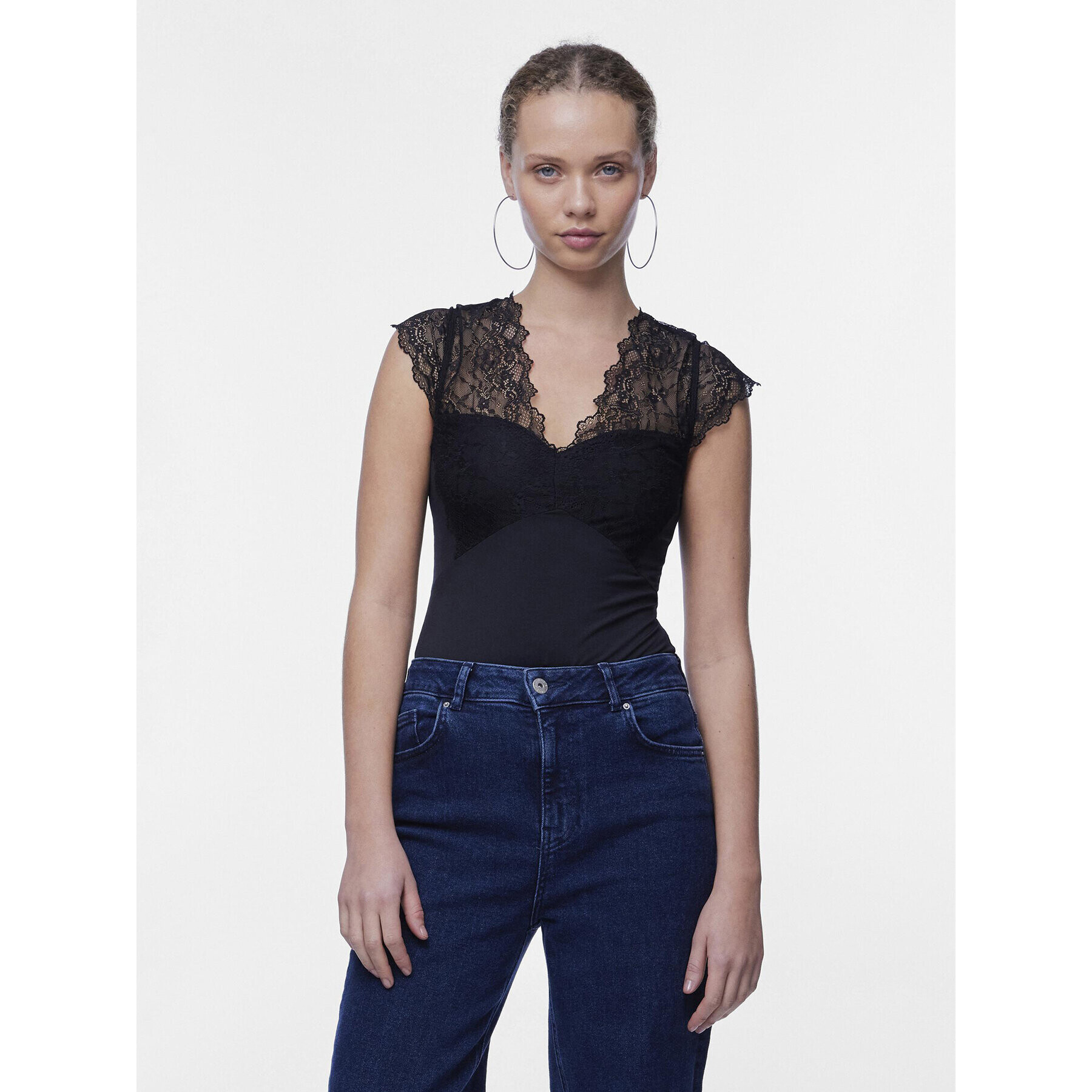 Pieces Боди Tatianna 17114311 Черен Slim Fit - Pepit.bg