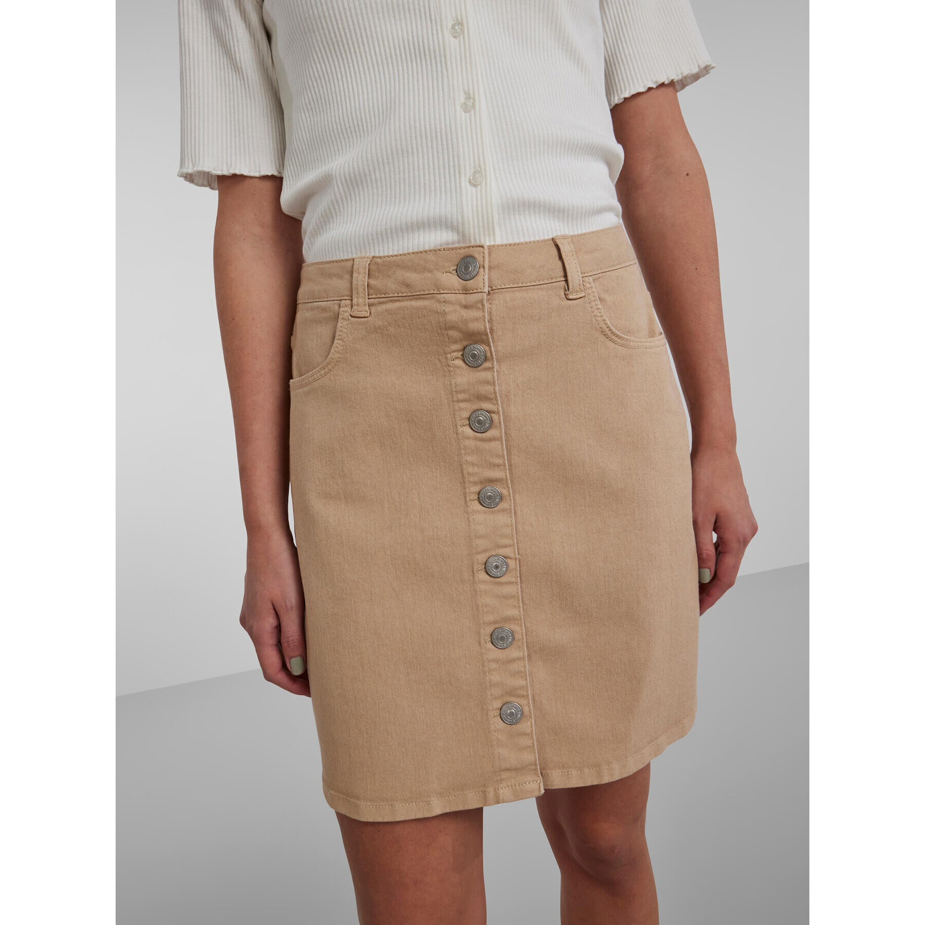 Pieces Дънкова пола 17126258 Бежов Regular Fit - Pepit.bg