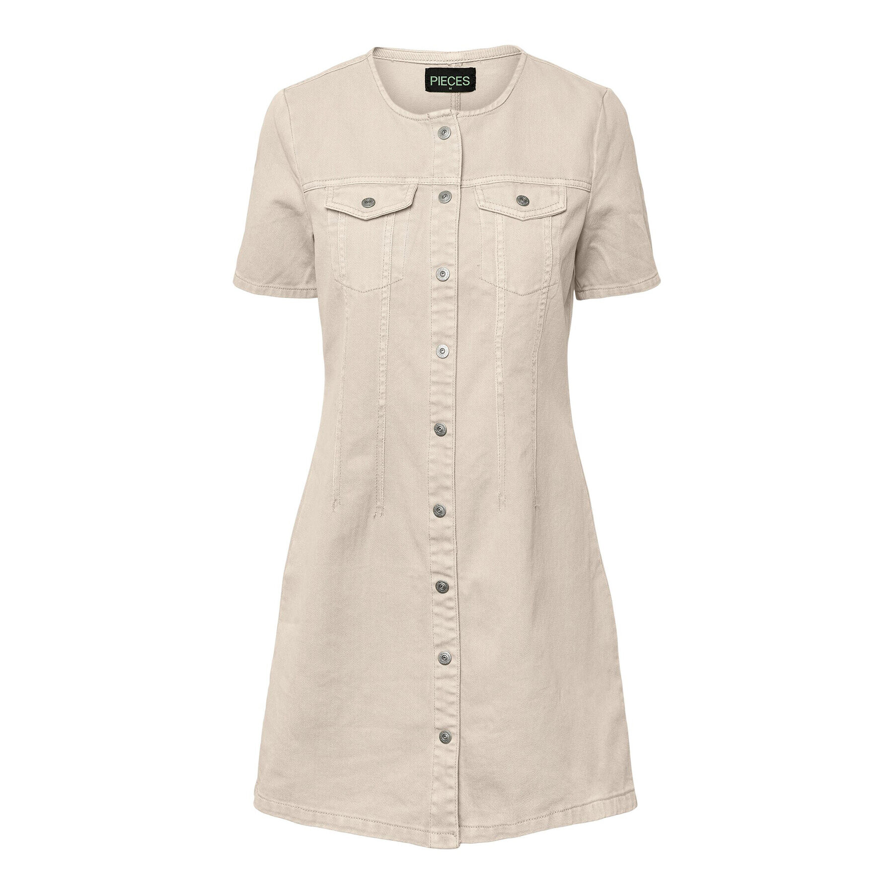 Pieces Дънкова рокля 17133341 Екрю Regular Fit - Pepit.bg