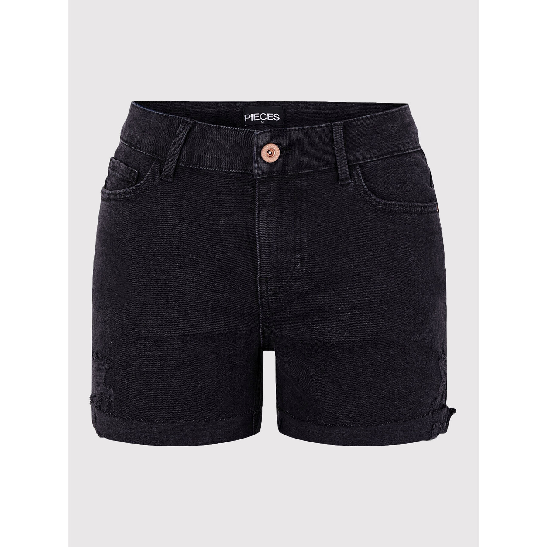 Pieces Дънкови шорти Lisa 17112539 Черен Regular Fit - Pepit.bg