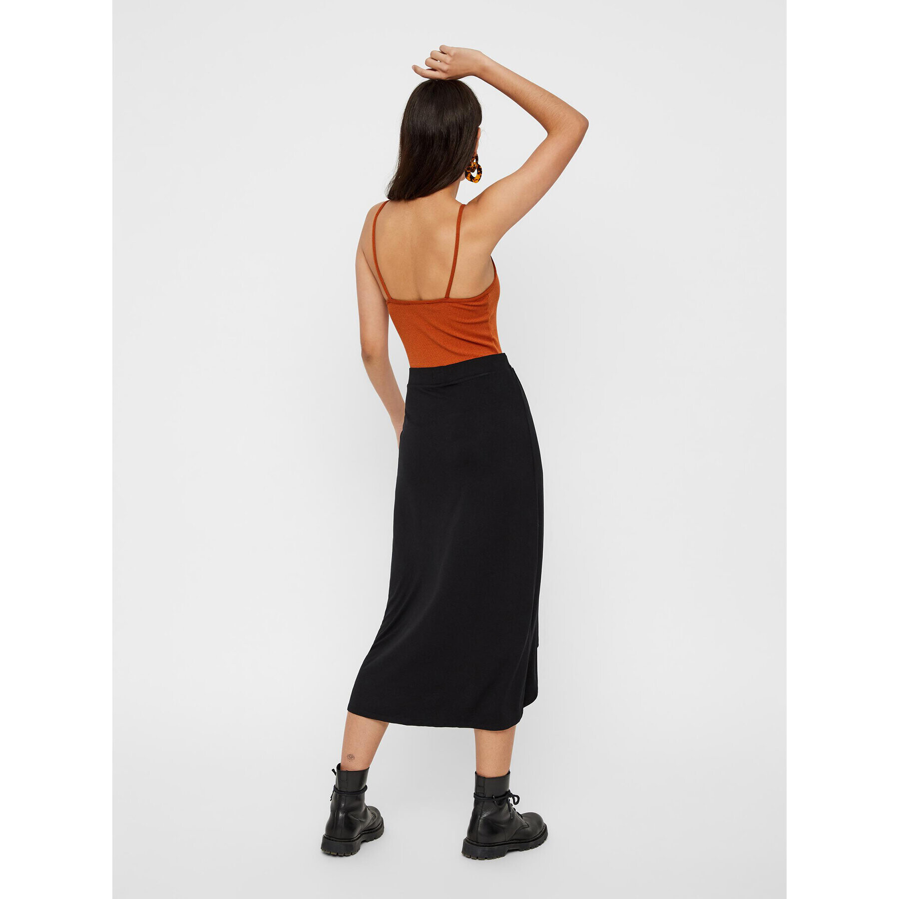 Pieces Миди пола 17097873 Черен Regular Fit - Pepit.bg