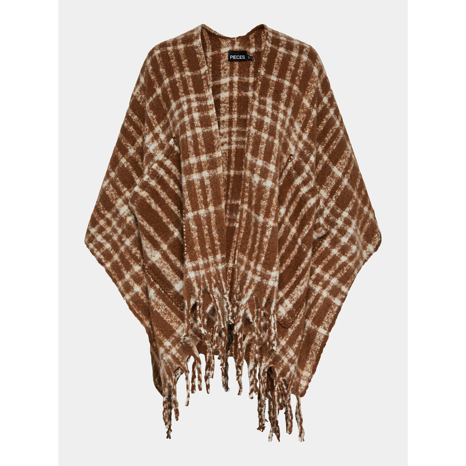 Pieces Пончо Pcariana 17130180 Кафяв Oversize - Pepit.bg