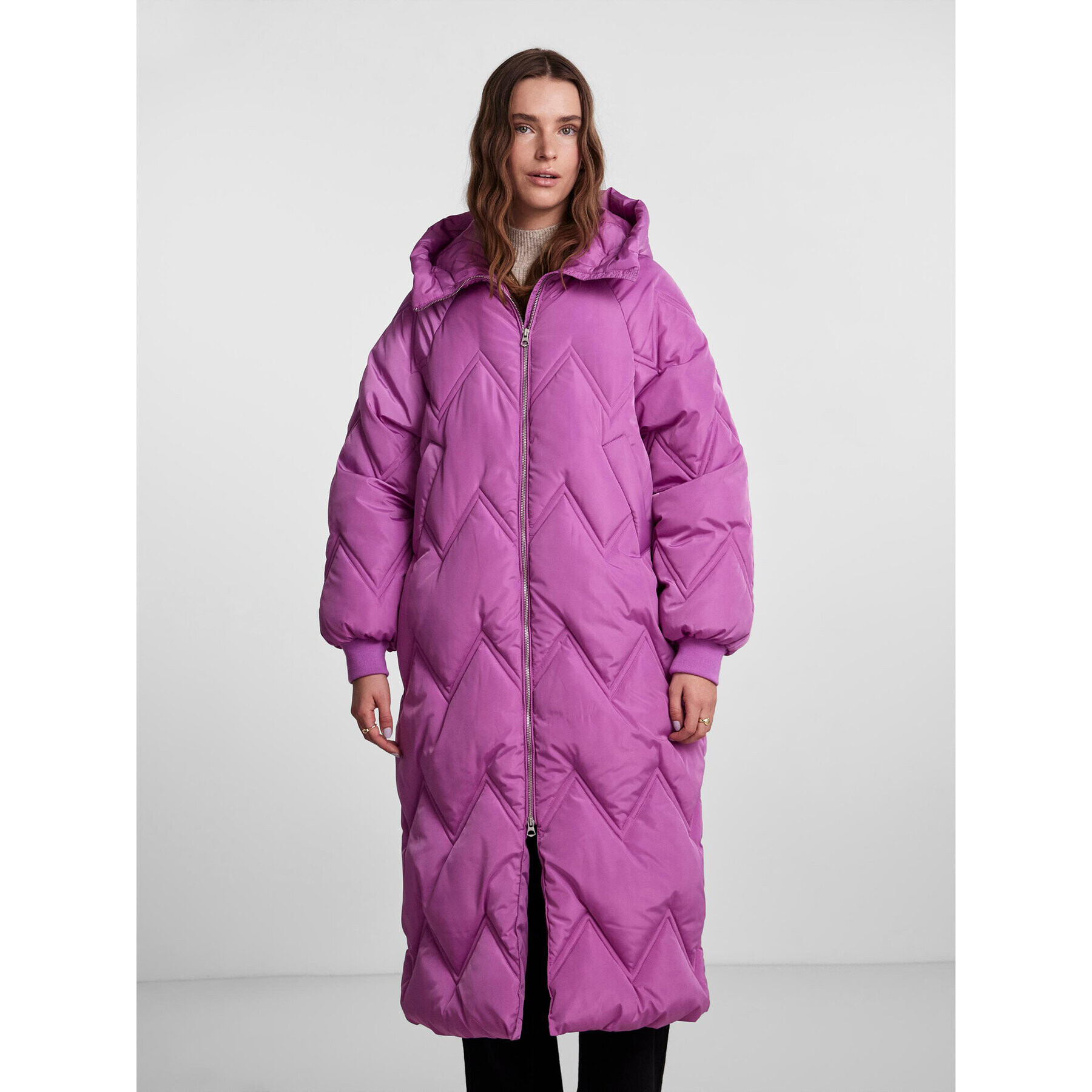 Pieces Пухено яке 17141597 Розов Loose Fit - Pepit.bg