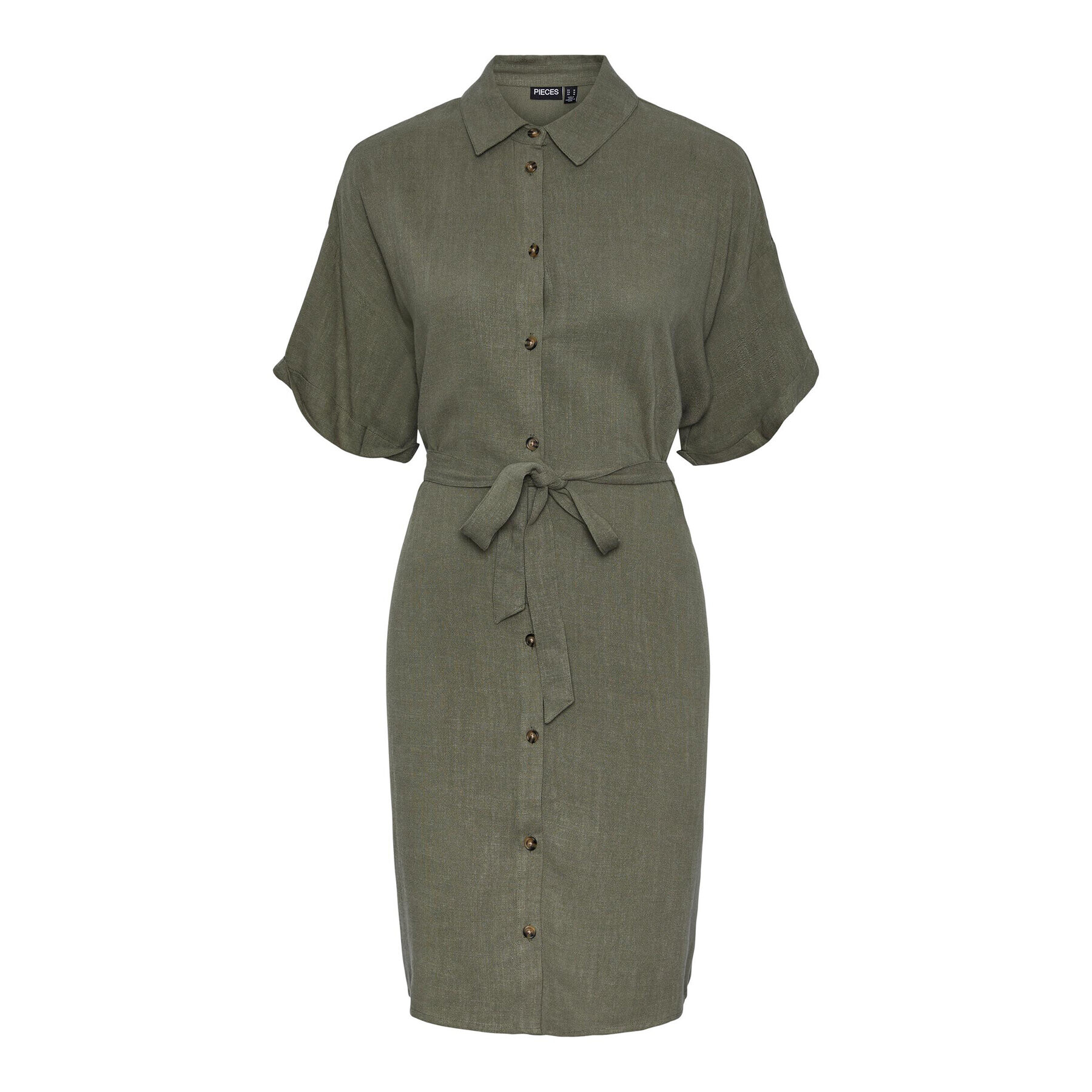 Pieces Рокля тип риза 17132920 Зелен Regular Fit - Pepit.bg