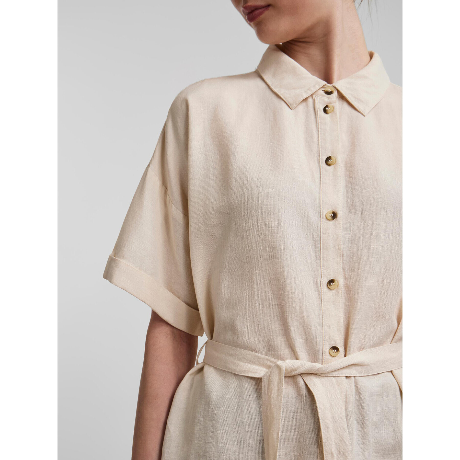Pieces Рокля тип риза Sunna 17126580 Бежов Regular Fit - Pepit.bg
