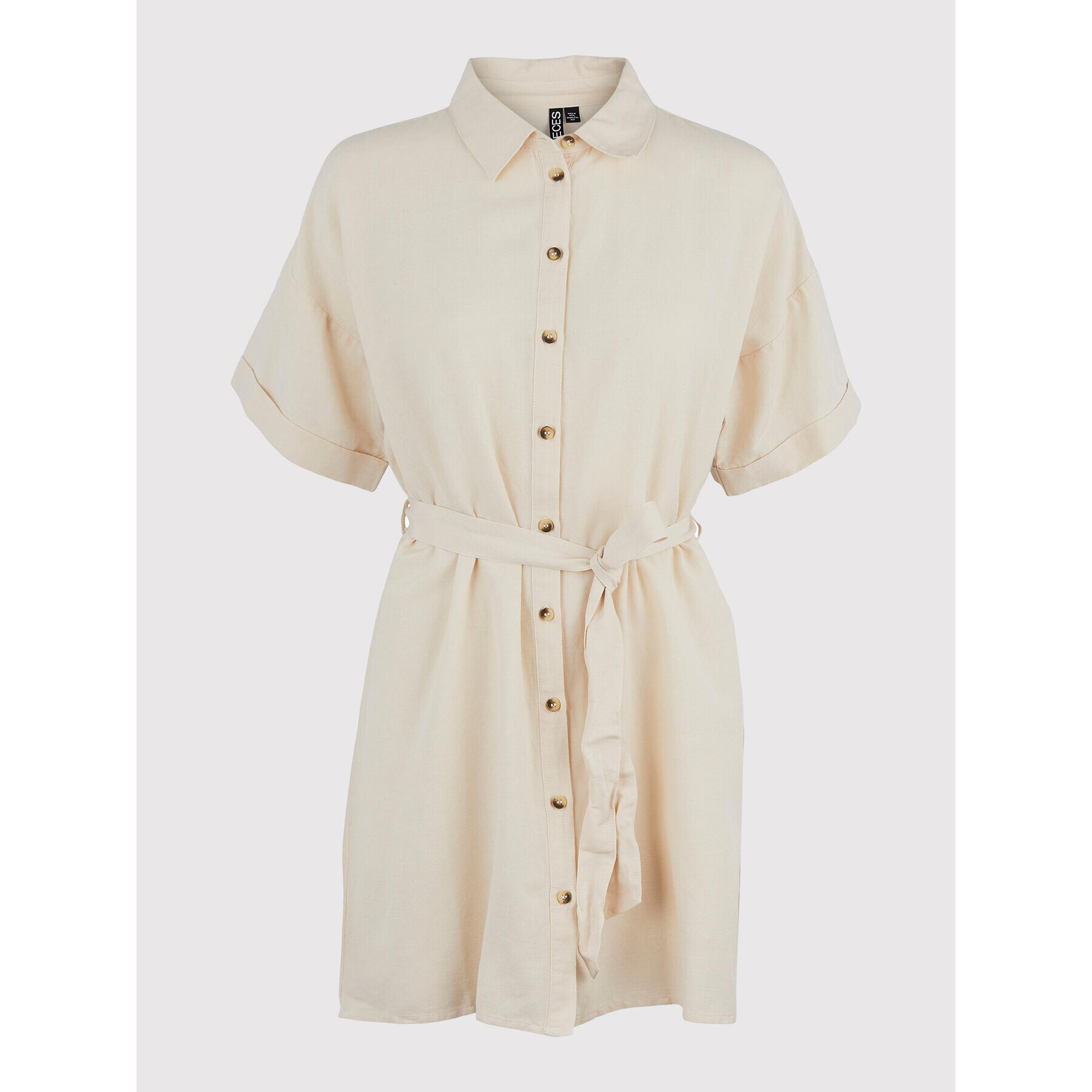Pieces Рокля тип риза Sunna 17126580 Бежов Regular Fit - Pepit.bg