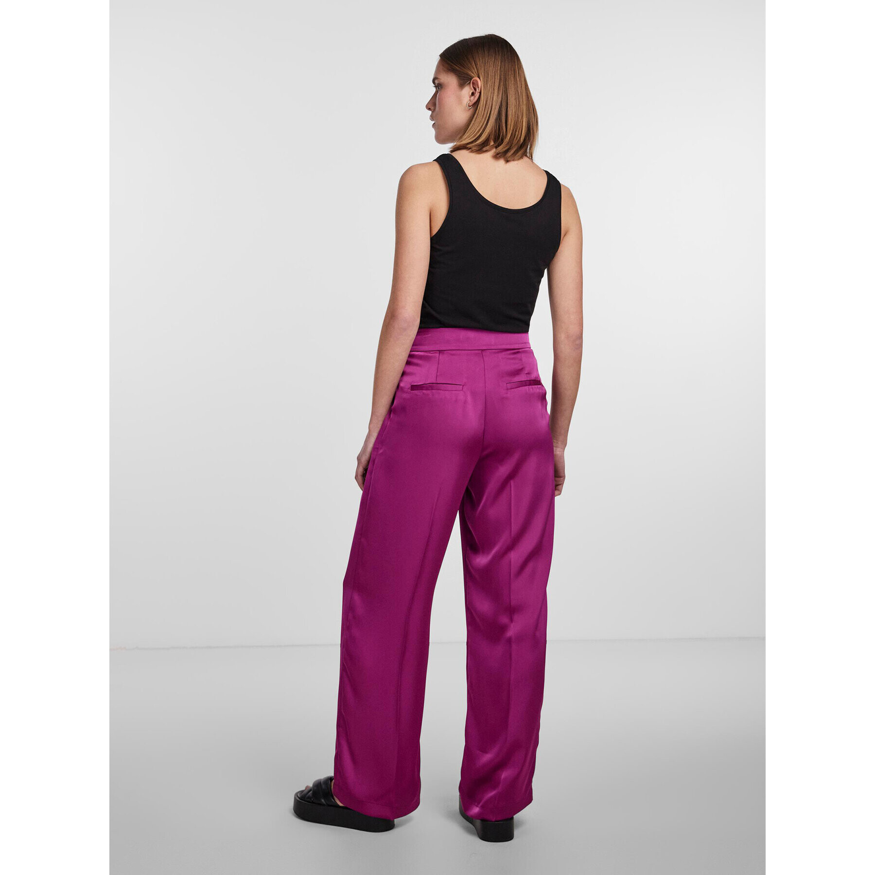 Pieces Текстилни панталони 17143555 Виолетов Wide Leg - Pepit.bg