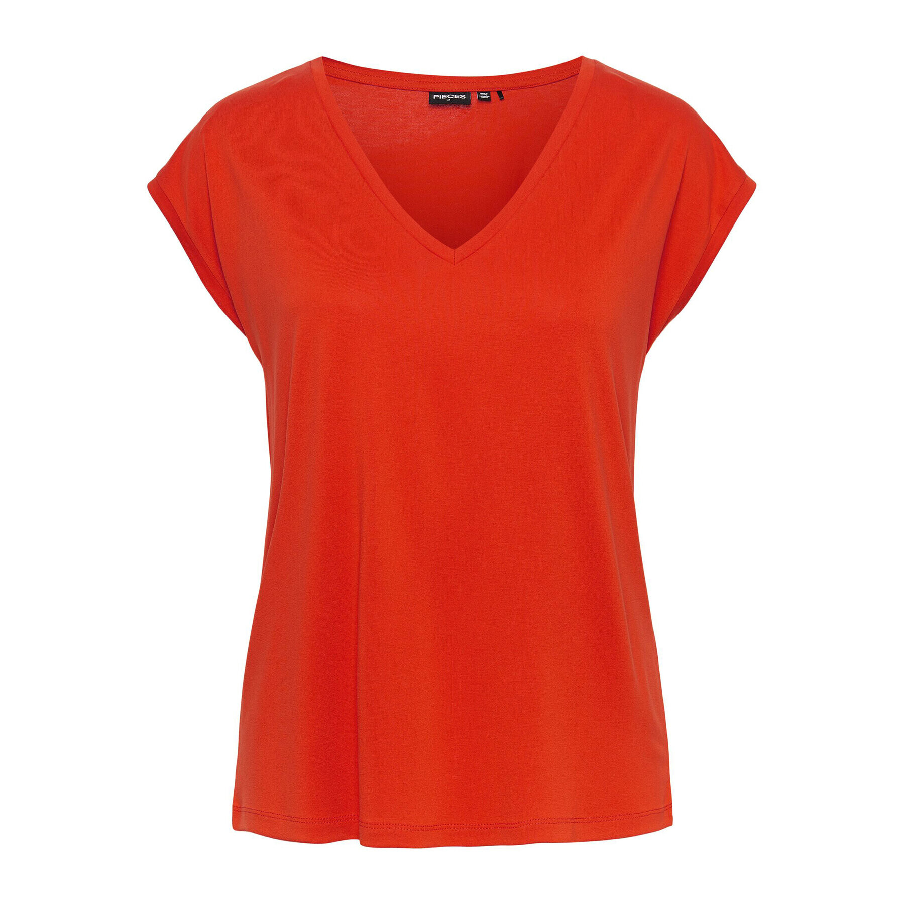 Pieces Тишърт 17095260 Червен Regular Fit - Pepit.bg