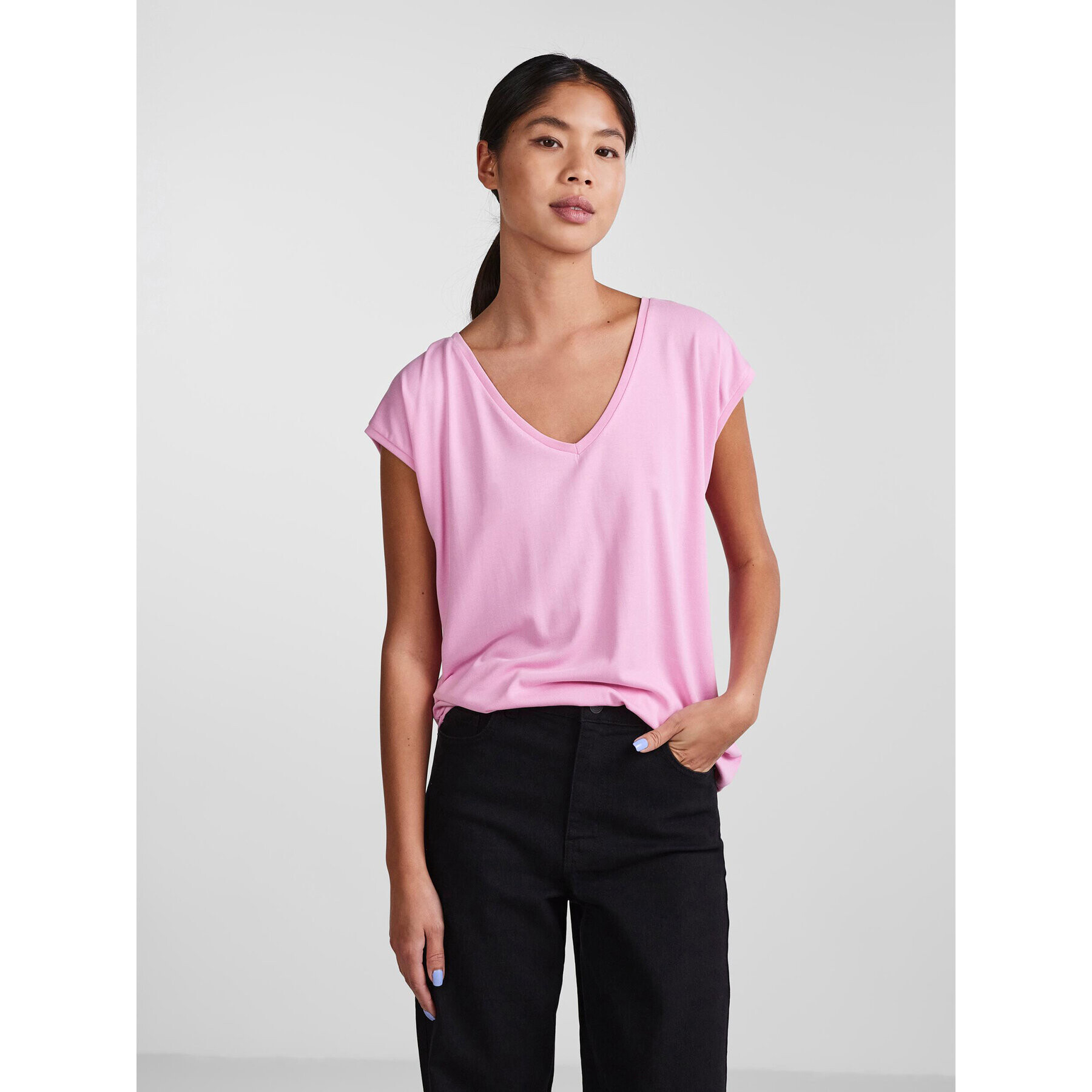 Pieces Тишърт 17095260 Розов Regular Fit - Pepit.bg