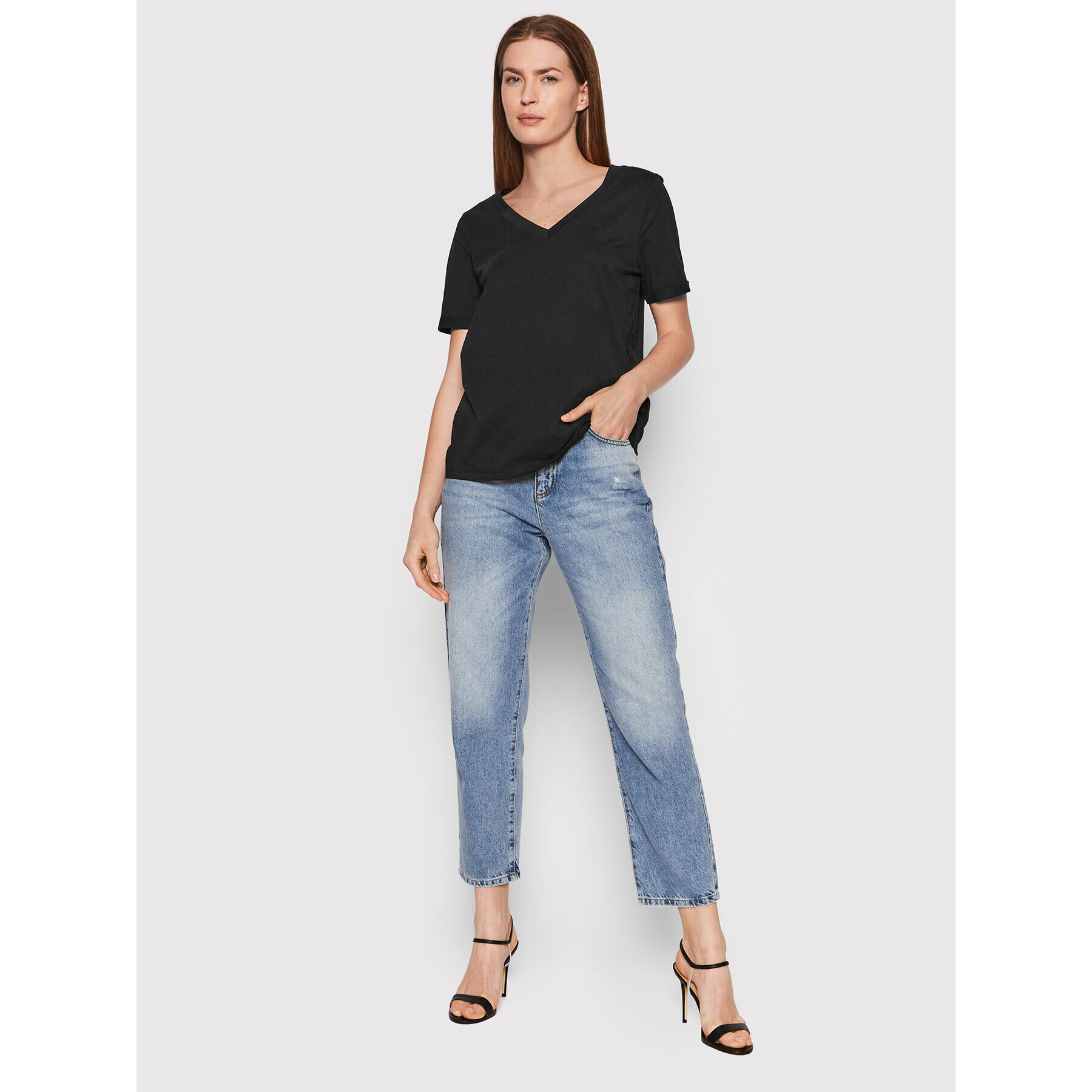 Pieces Тишърт Ria 17120455 Черен Regular Fit - Pepit.bg