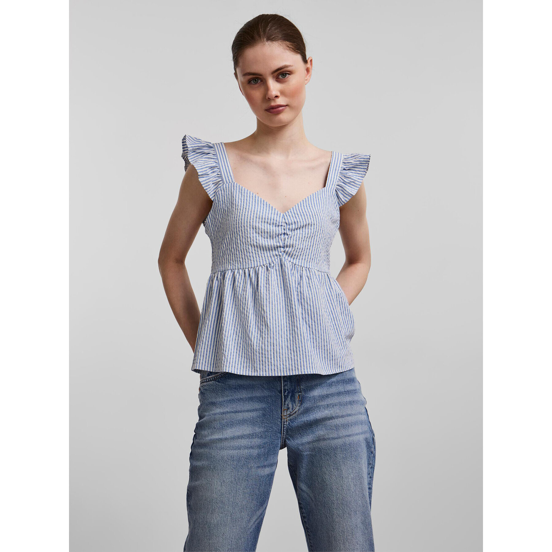 Pieces топ Serra 17126222 Син Regular Fit - Pepit.bg