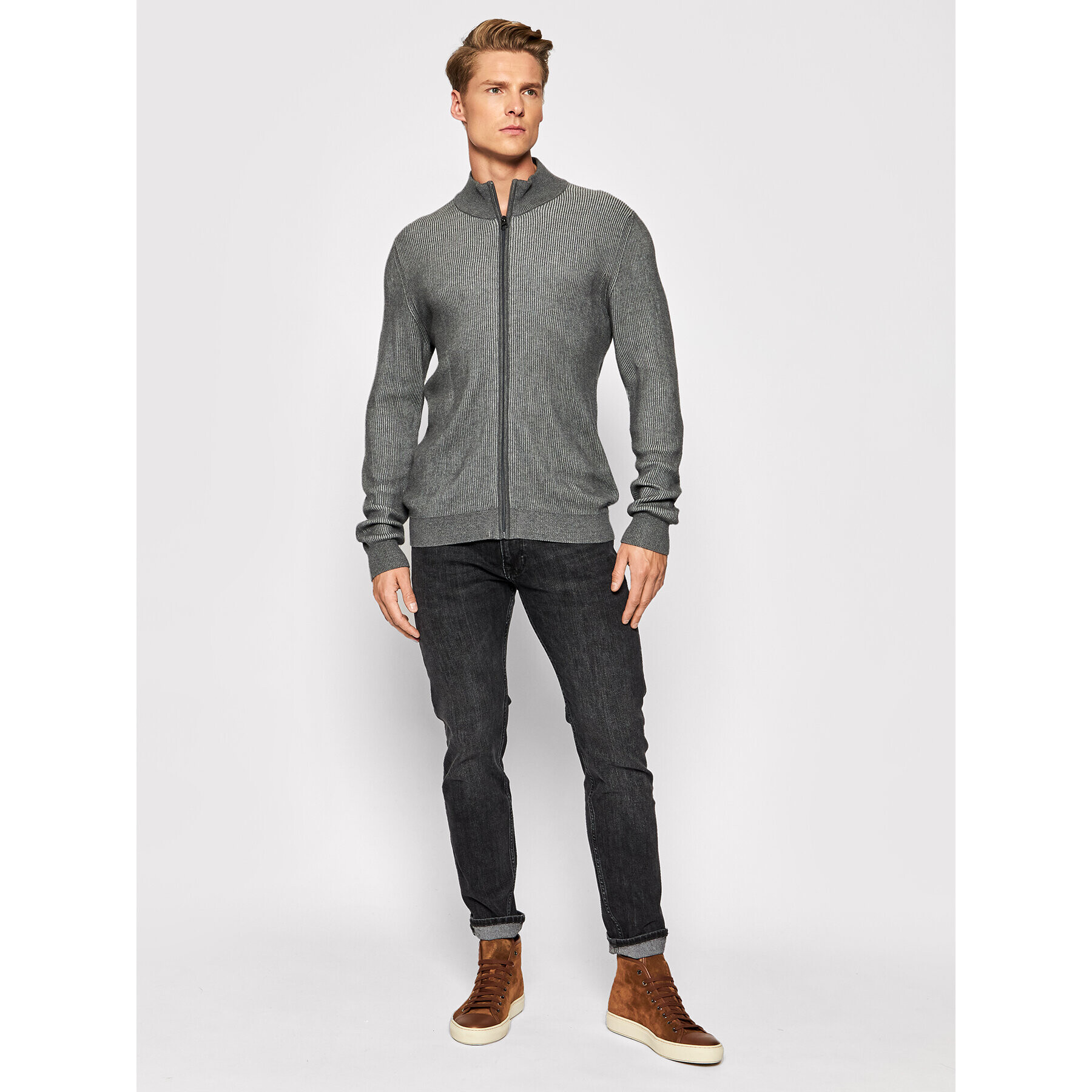 Pierre Cardin Кардиган 55329/000/12549 Сив Regular Fit - Pepit.bg