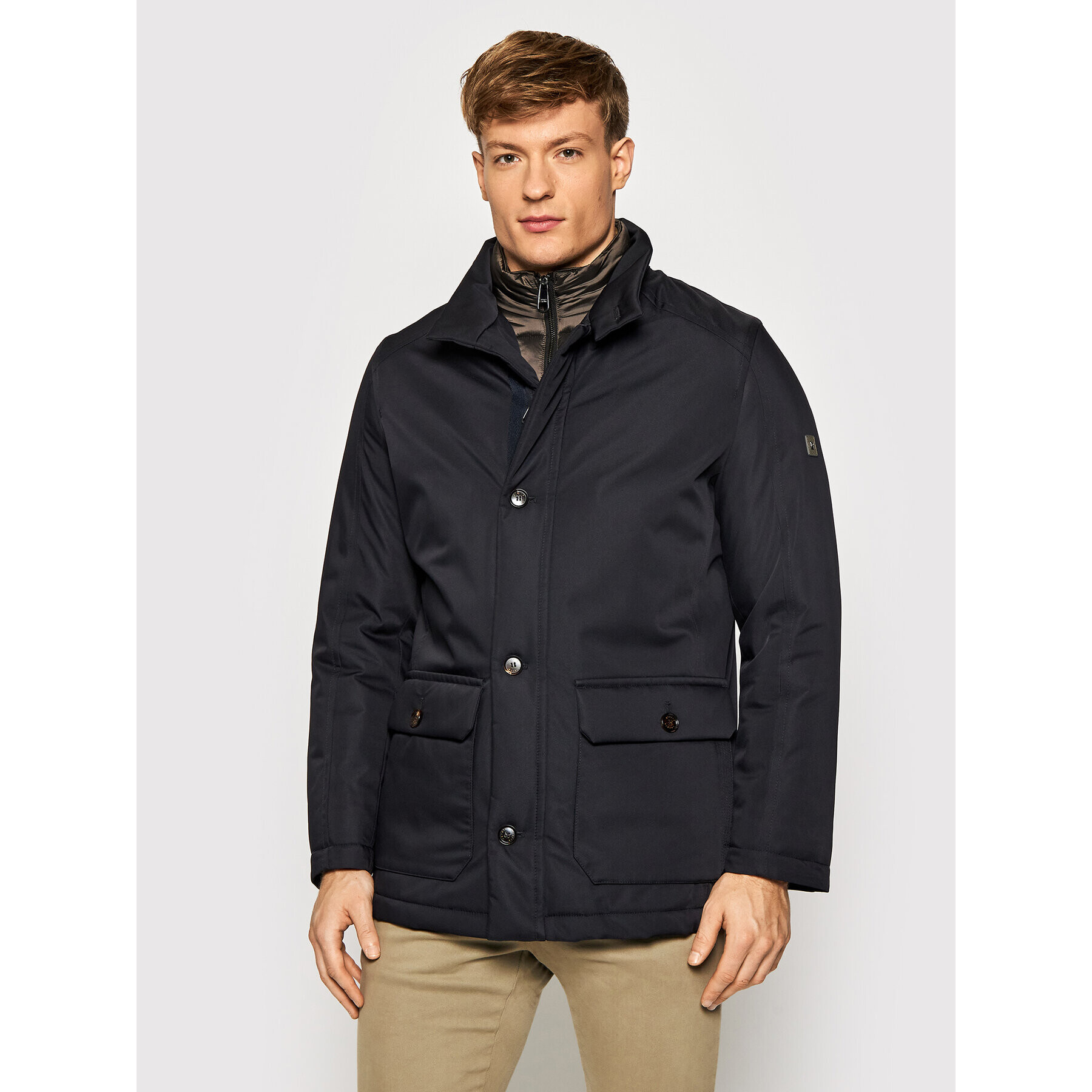 Pierre Cardin Пухено яке 69340 Тъмносин Regular Fit - Pepit.bg