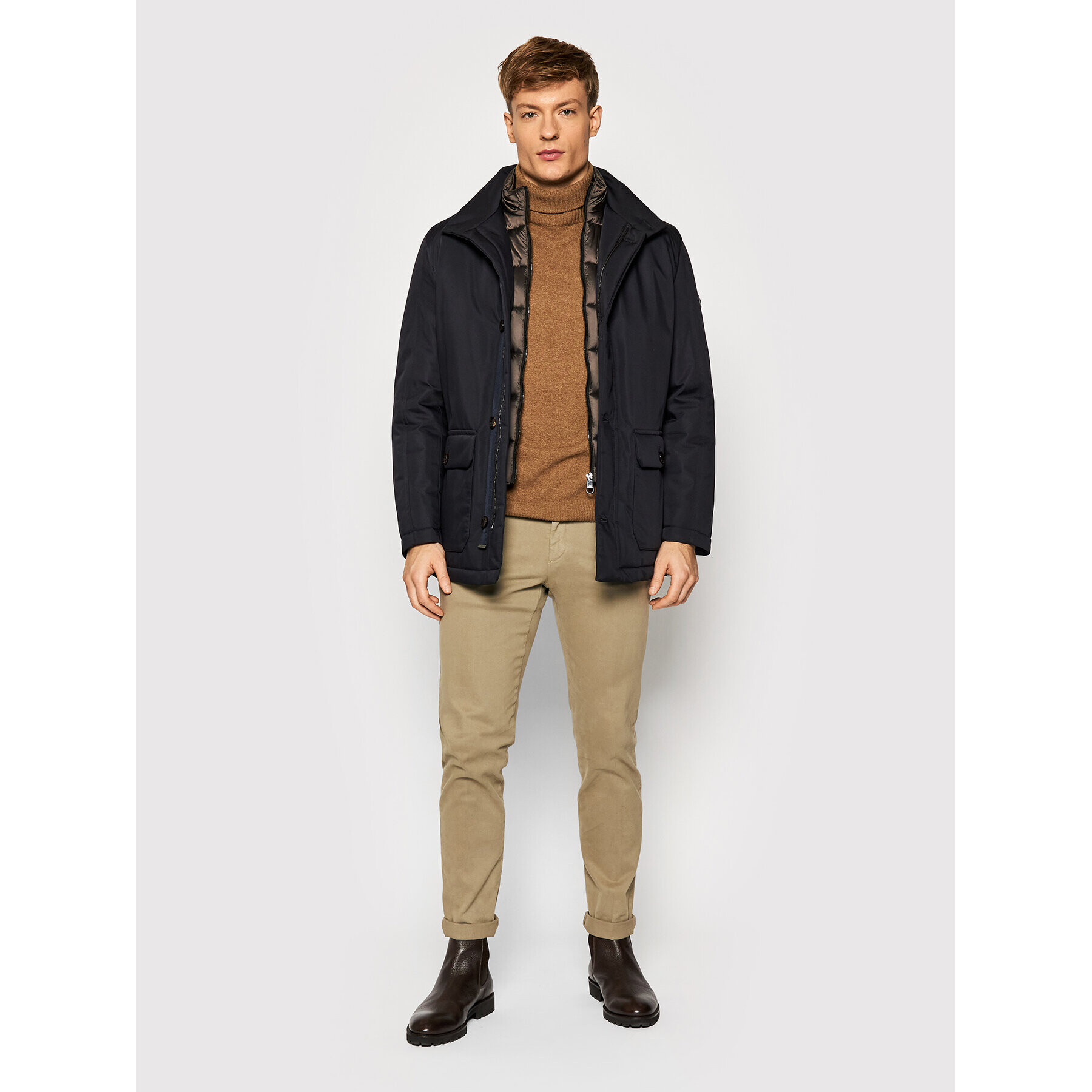 Pierre Cardin Пухено яке 69340 Тъмносин Regular Fit - Pepit.bg