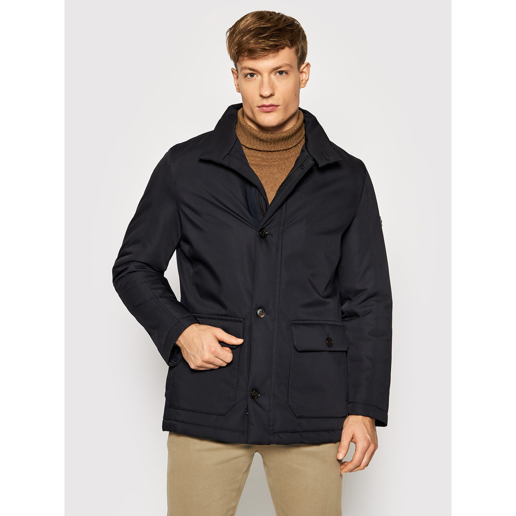 Pierre Cardin Пухено яке 69340 Тъмносин Regular Fit - Pepit.bg