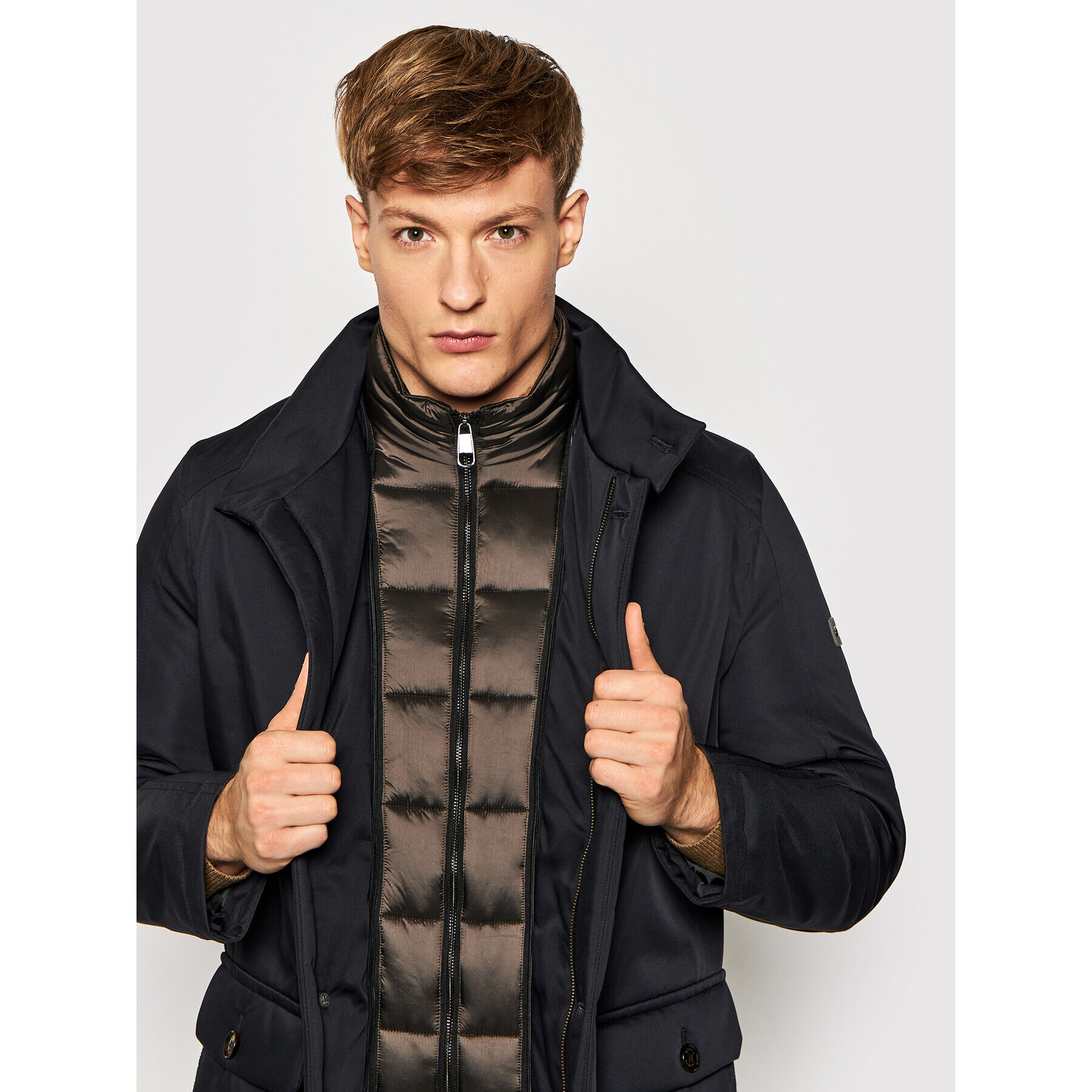 Pierre Cardin Пухено яке 69340 Тъмносин Regular Fit - Pepit.bg