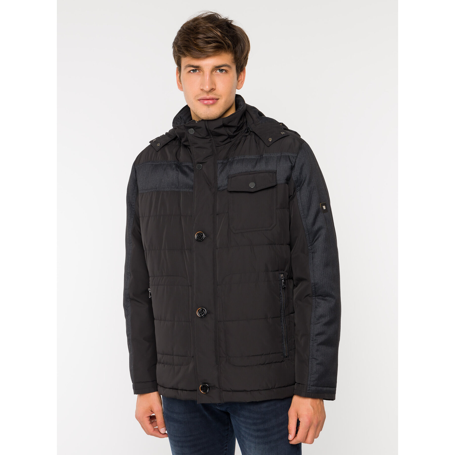 Pierre Cardin Пухено яке 69360 Черен Regular Fit - Pepit.bg