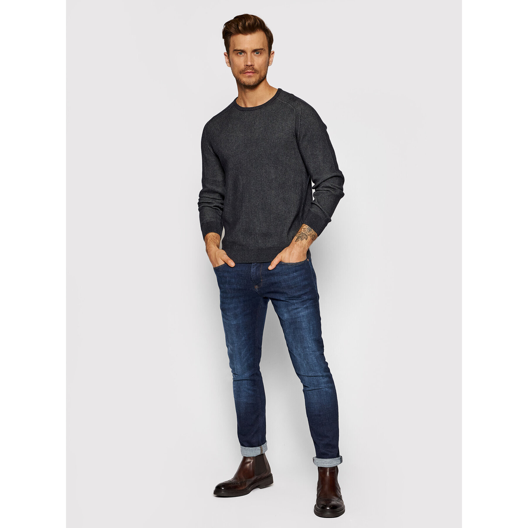 Pierre Cardin Пуловер 55320/000/12549 Тъмносин Regular Fit - Pepit.bg