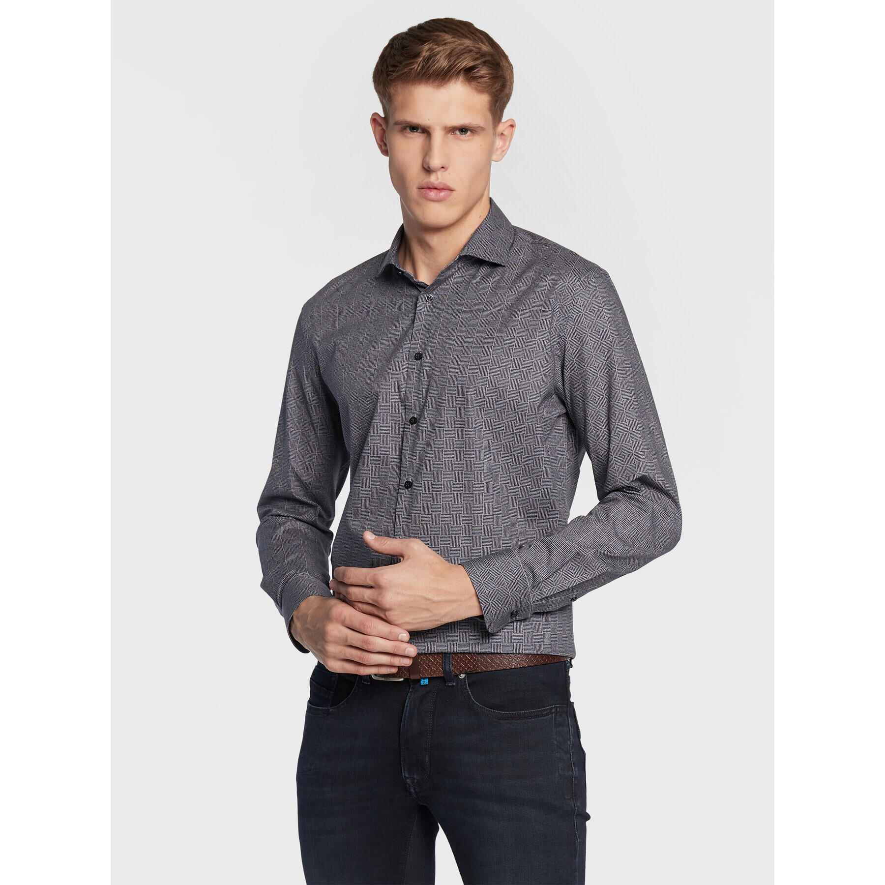 Pierre Cardin Риза 11400/000/0055 Тъмносин Tailored Fit - Pepit.bg