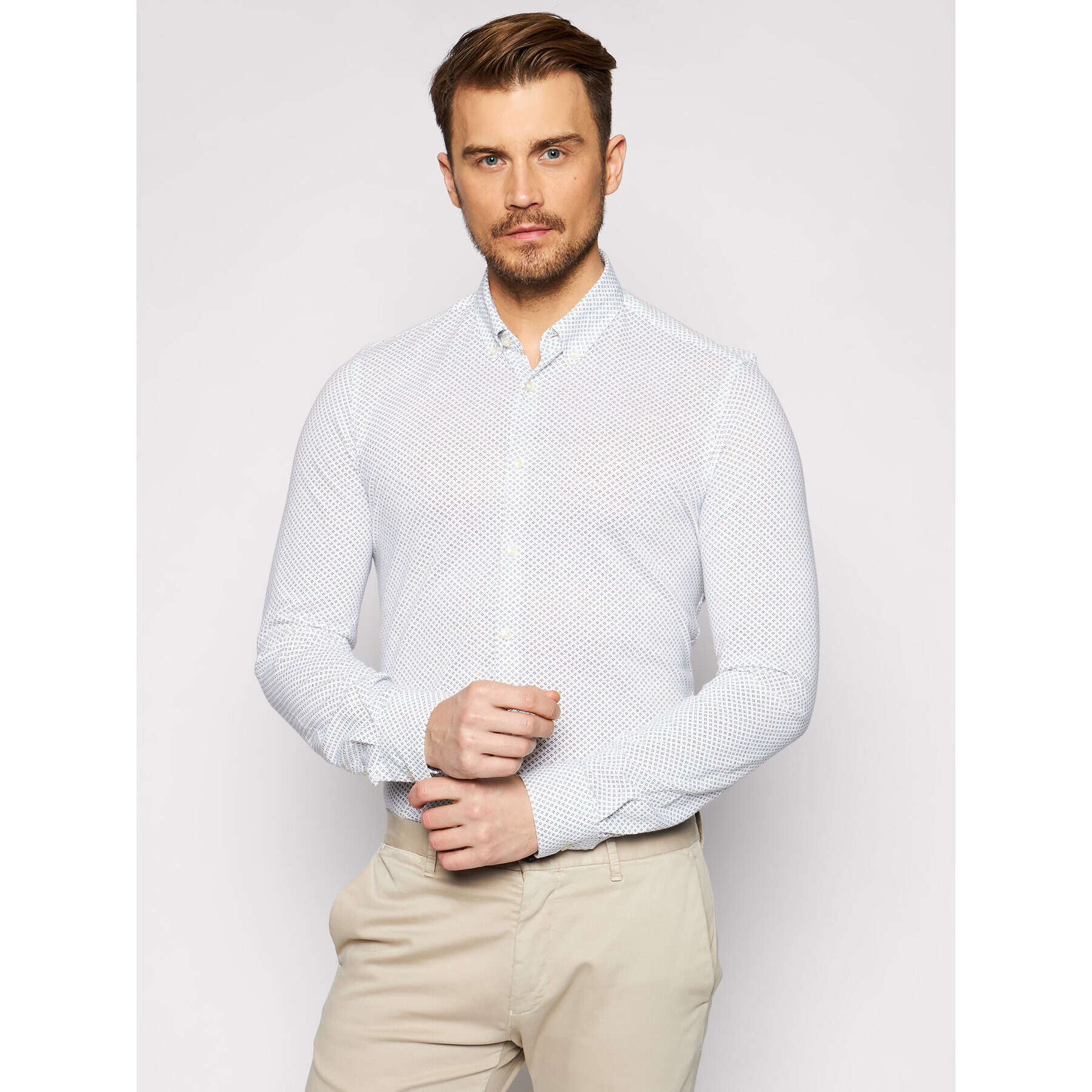 Pierre Cardin Риза 3532/000/27461 Бял Slim Fit - Pepit.bg