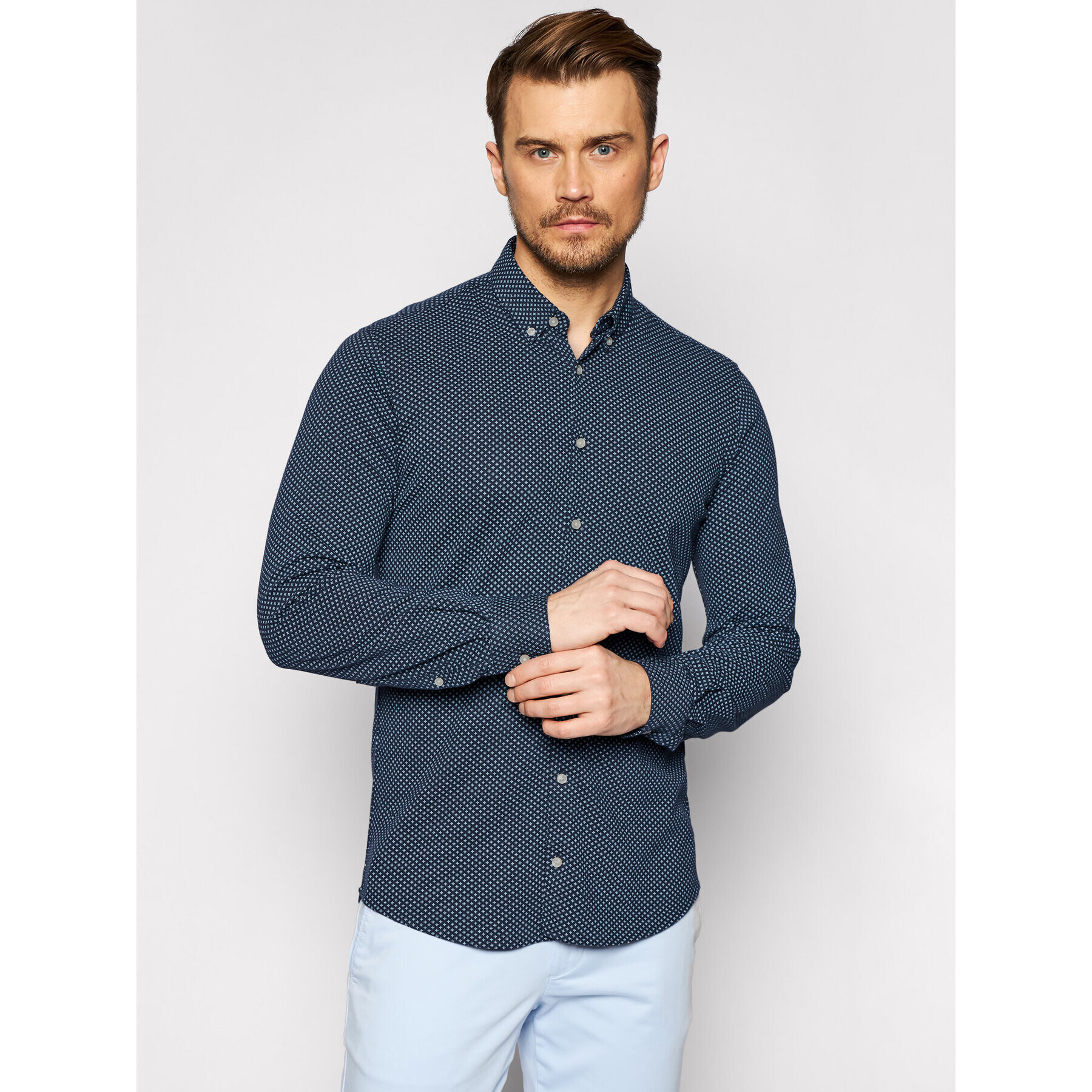 Pierre Cardin Риза 3532/000/27461 Тъмносин Slim Fit - Pepit.bg