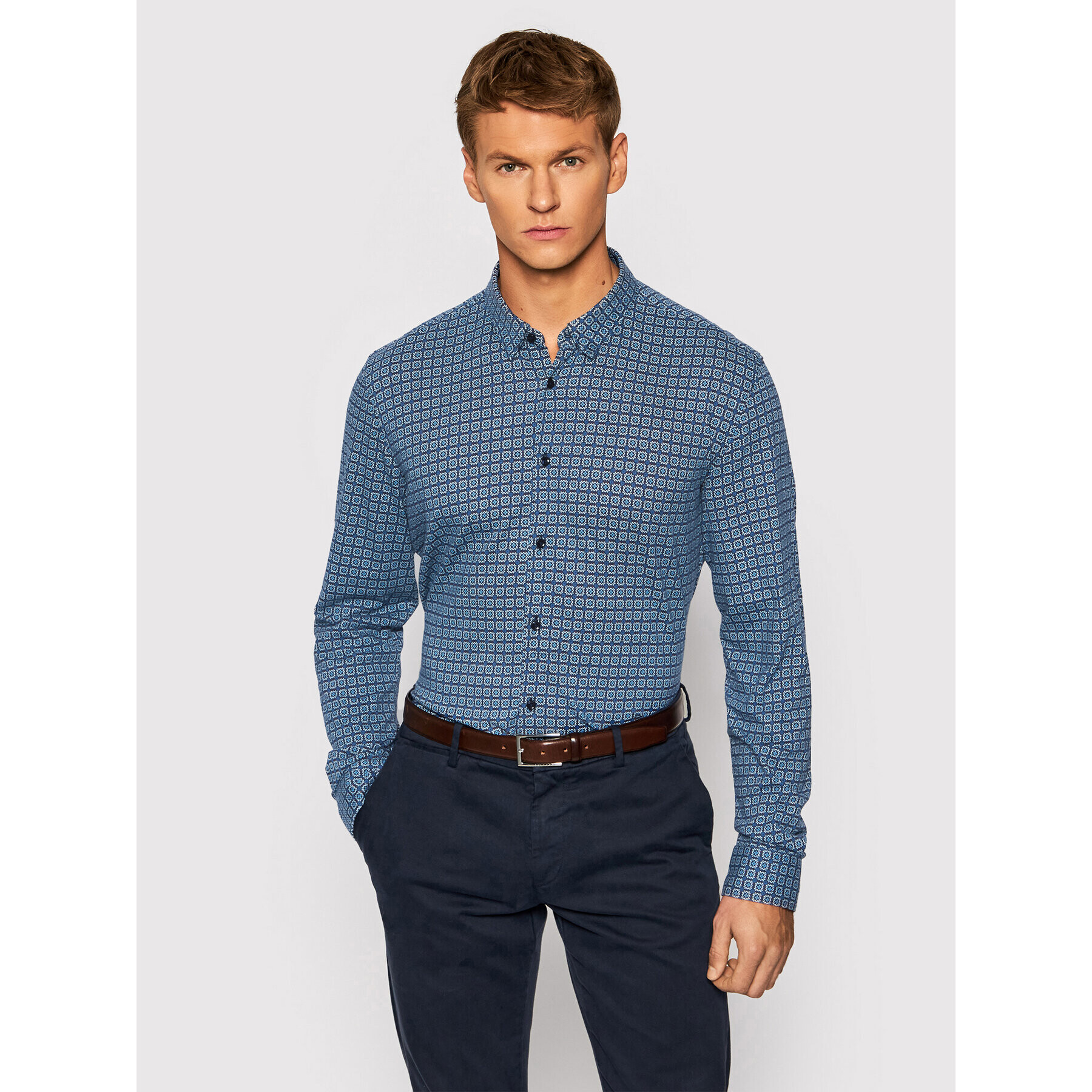 Pierre Cardin Риза 3535/000/27685 Син Slim Fit - Pepit.bg