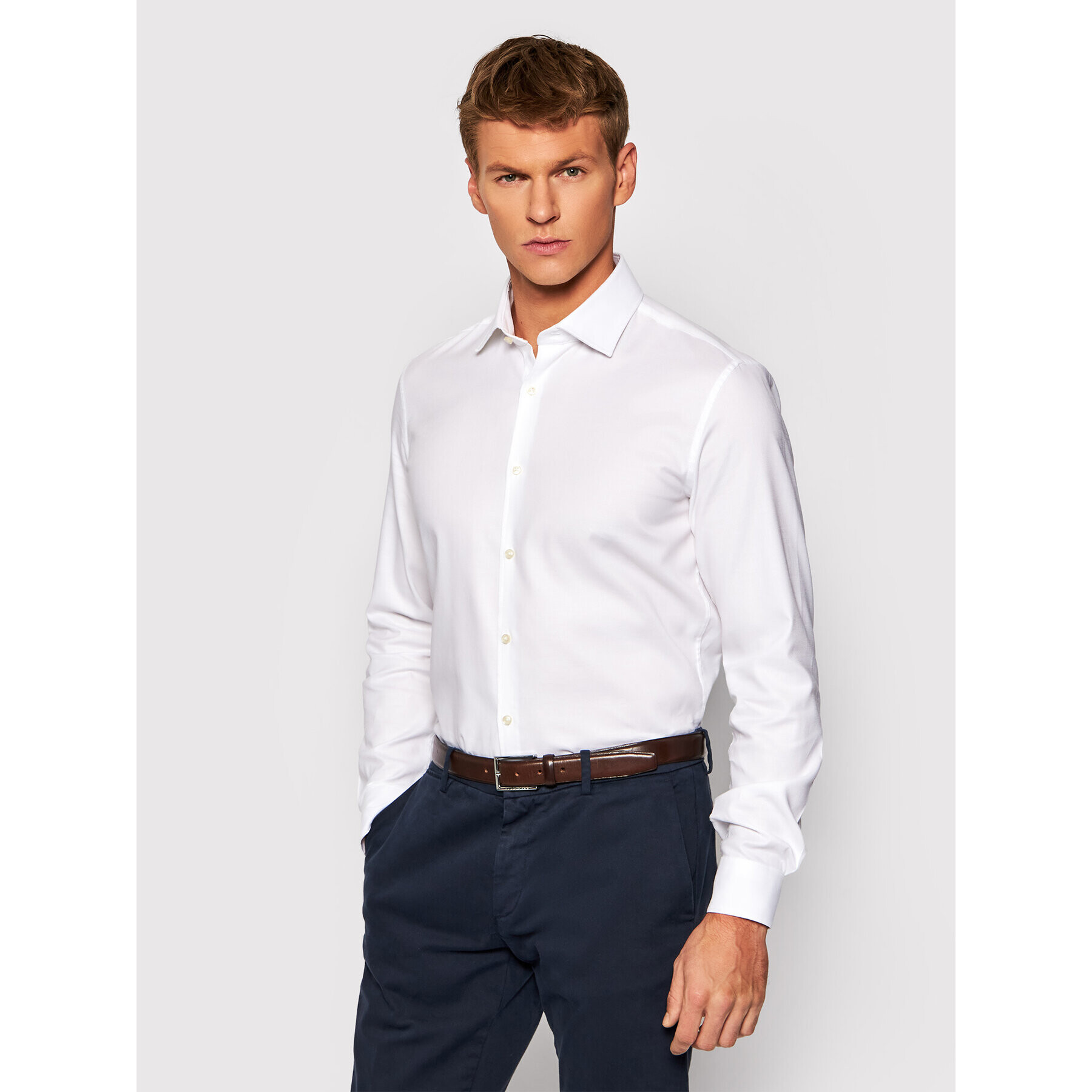 Pierre Cardin Риза 4501/000/27620 Бял Slim Fit - Pepit.bg