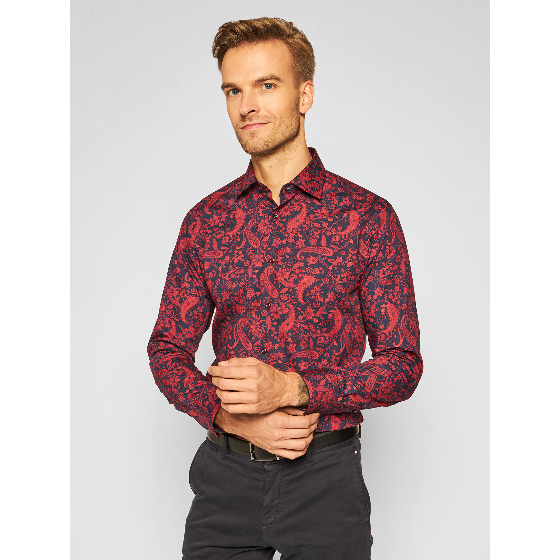 Pierre Cardin Риза 5722/000/27219 Бордо Modern Fit - Pepit.bg