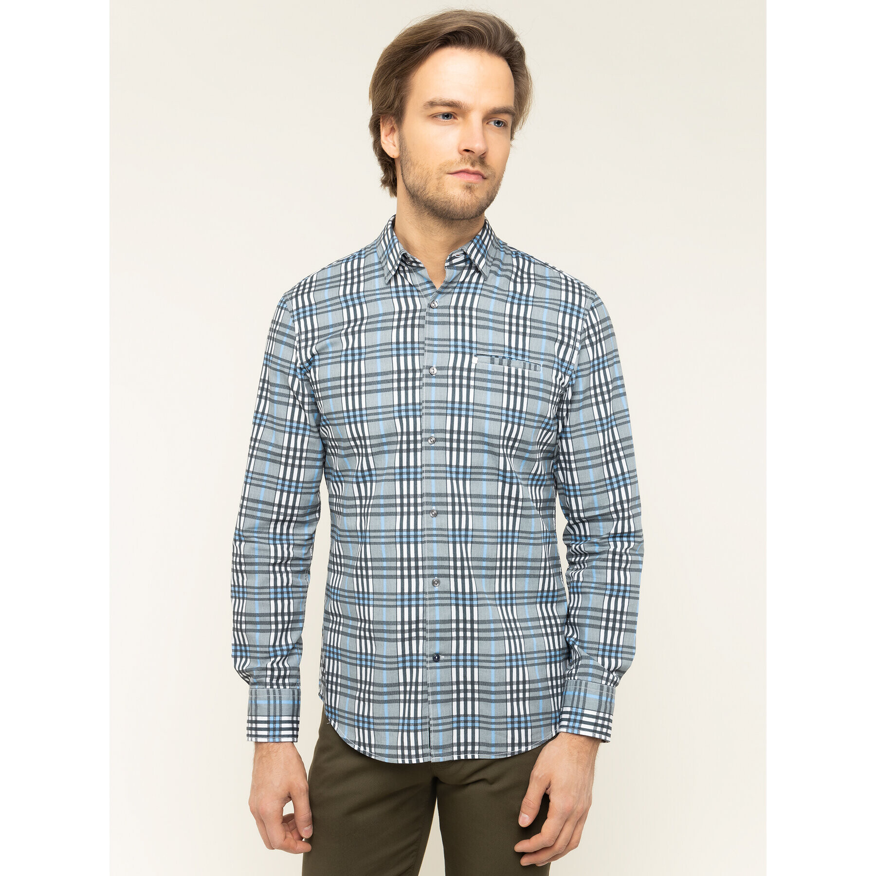 Pierre Cardin Риза 5856/00/27105 Сив Modern Fit - Pepit.bg