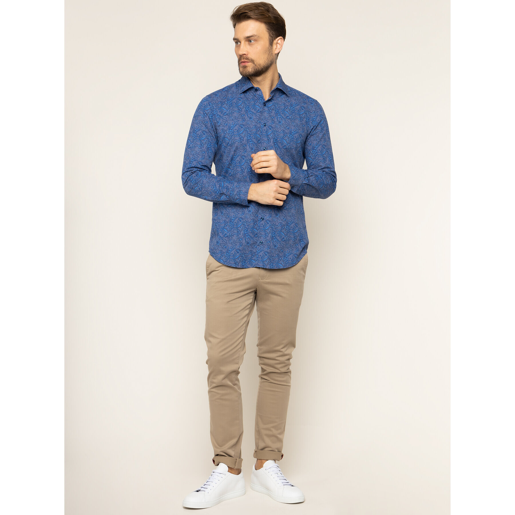 Pierre Cardin Риза 8447/000/27063 Тъмносин Slim Fit - Pepit.bg