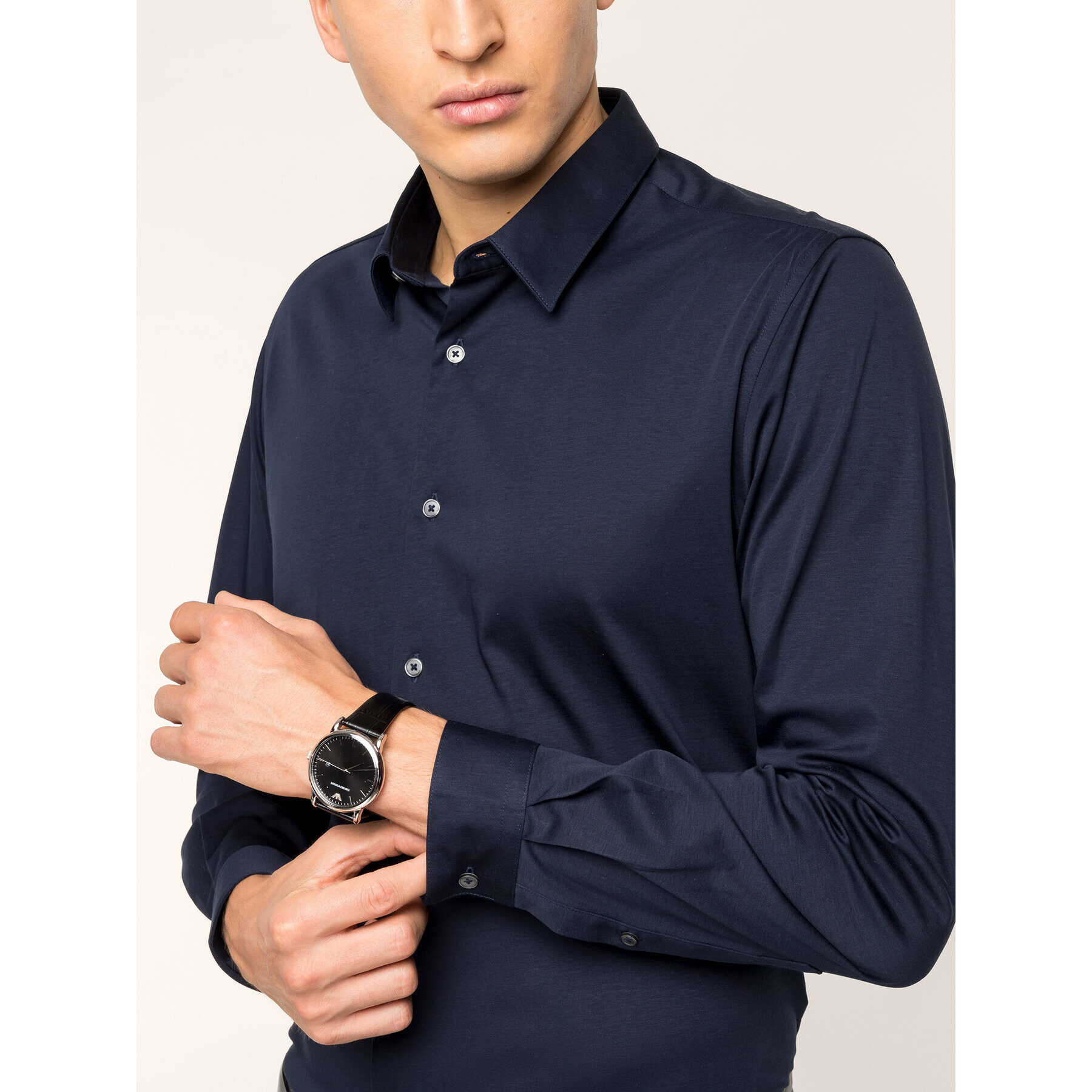 Pierre Cardin Риза 8800/000/26880 Тъмносин Slim Fit - Pepit.bg