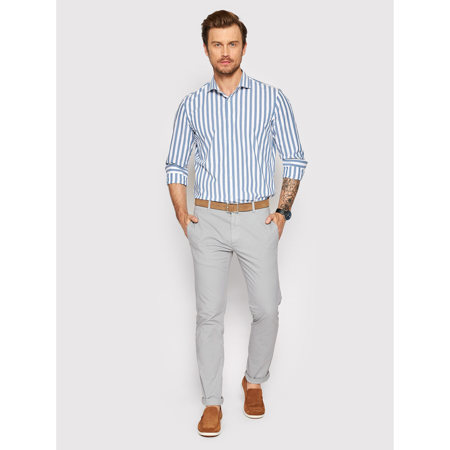 Pierre Cardin Риза C6 11400/000/0014 Син Regular Fit - Pepit.bg