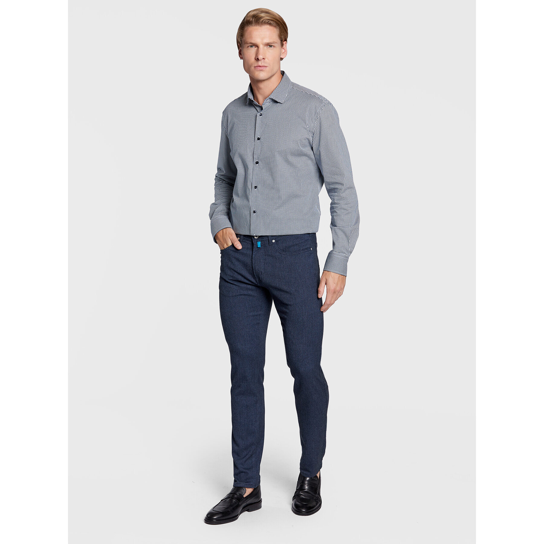 Pierre Cardin Текстилни панталони 30947/000/1016 Тъмносин Lyon Tapered Fit - Pepit.bg