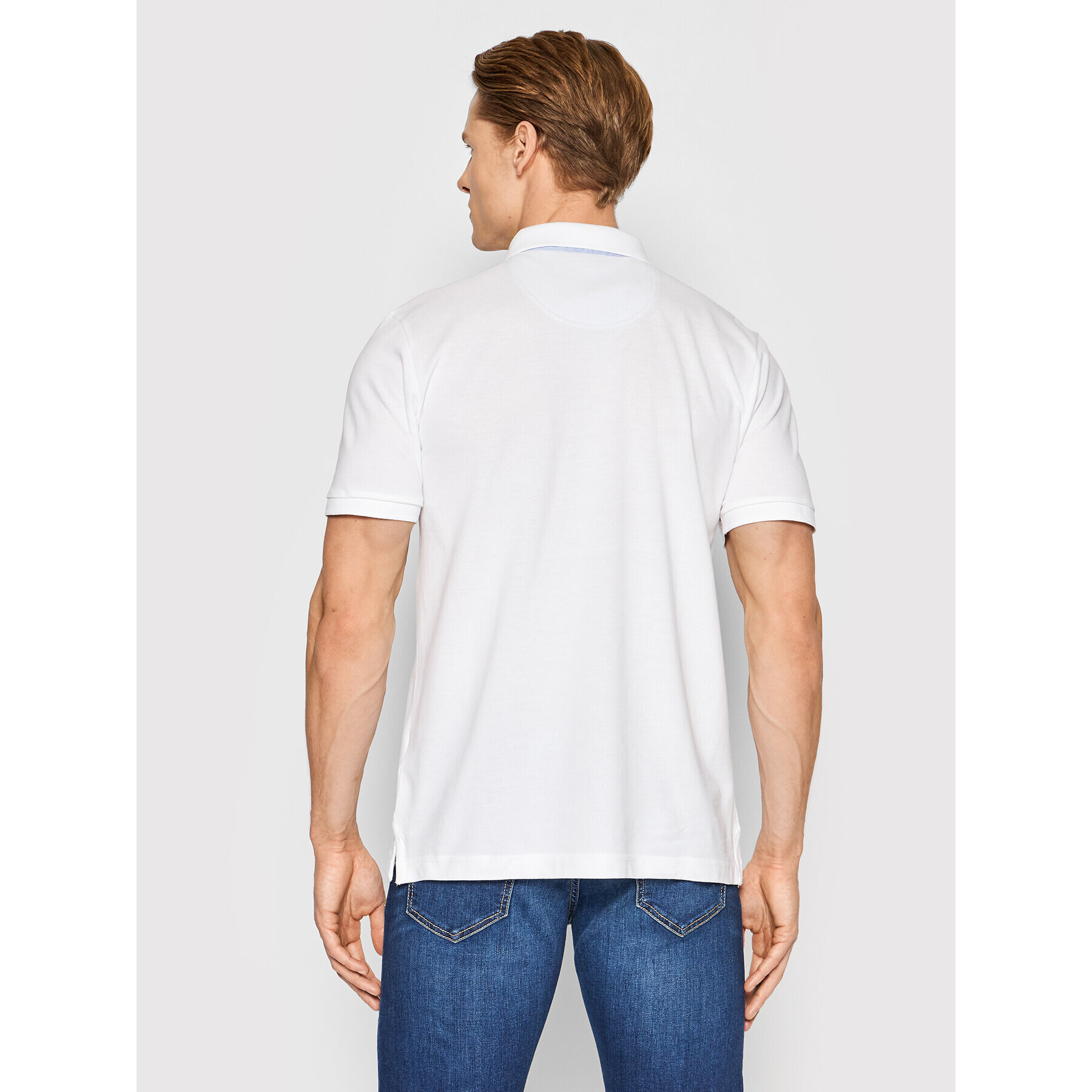 Pierre Cardin Тениска с яка и копчета 20004/000/2000 Бял Regular Fit - Pepit.bg
