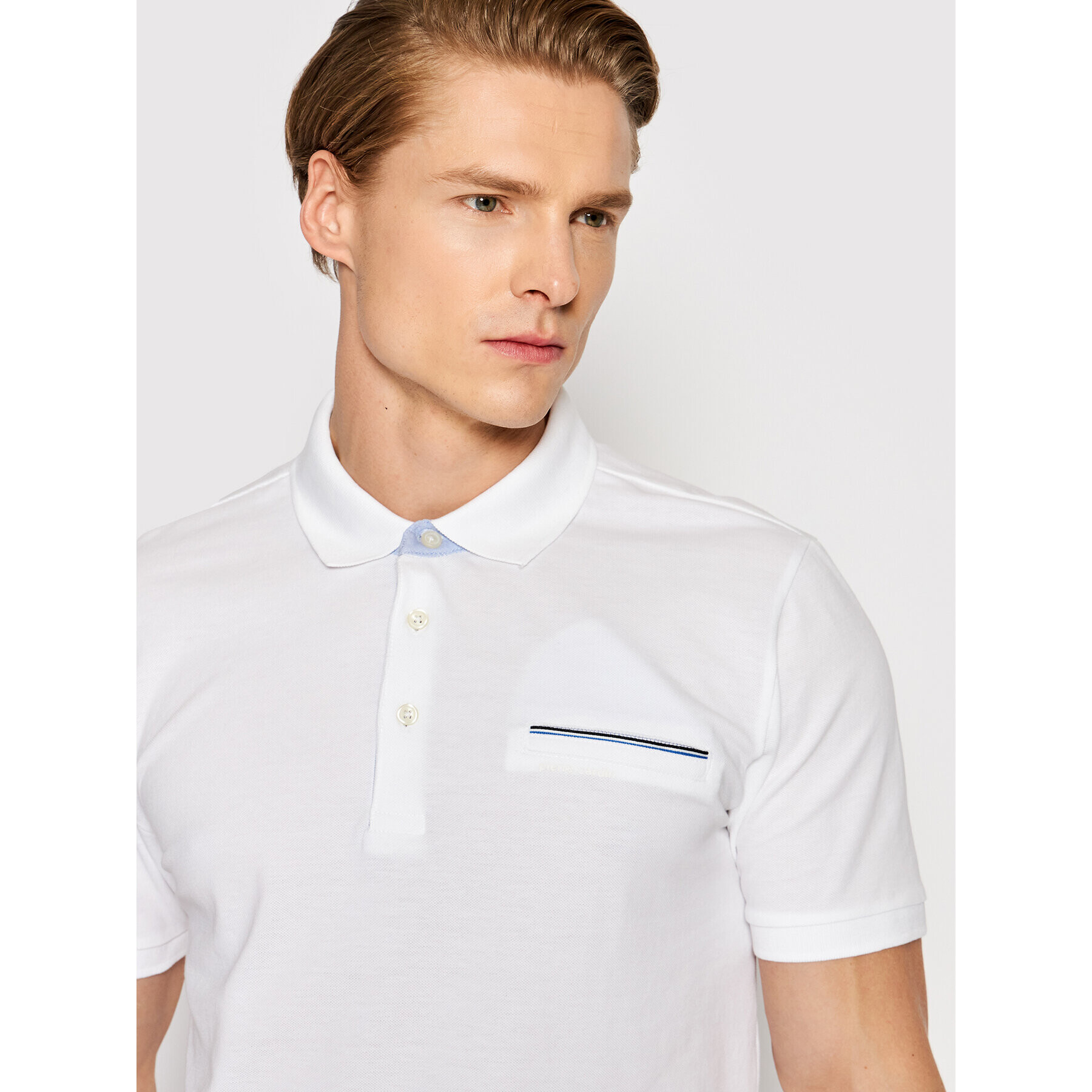 Pierre Cardin Тениска с яка и копчета 20004/000/2000 Бял Regular Fit - Pepit.bg