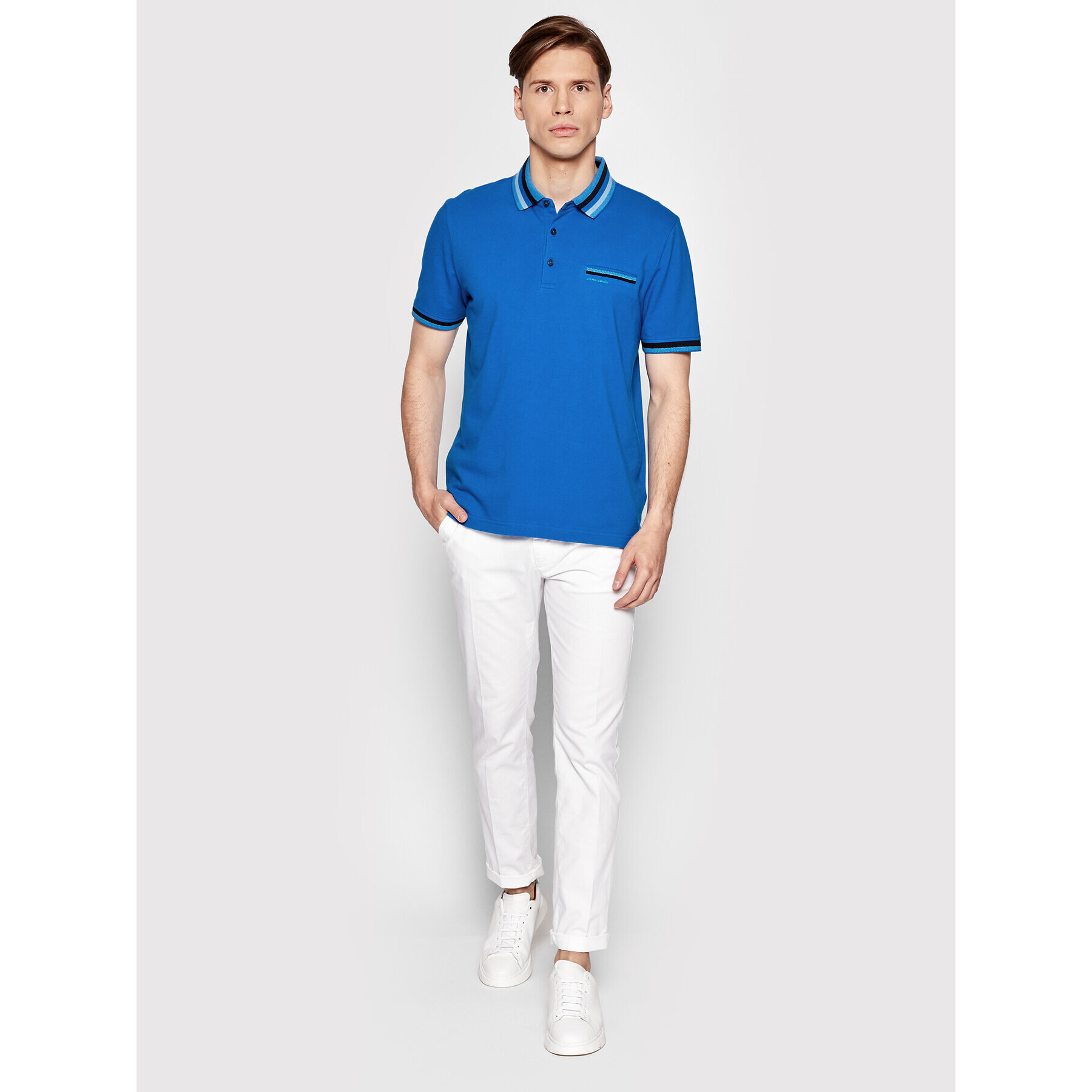 Pierre Cardin Тениска с яка и копчета 20014/000/2000 Син Regular Fit - Pepit.bg