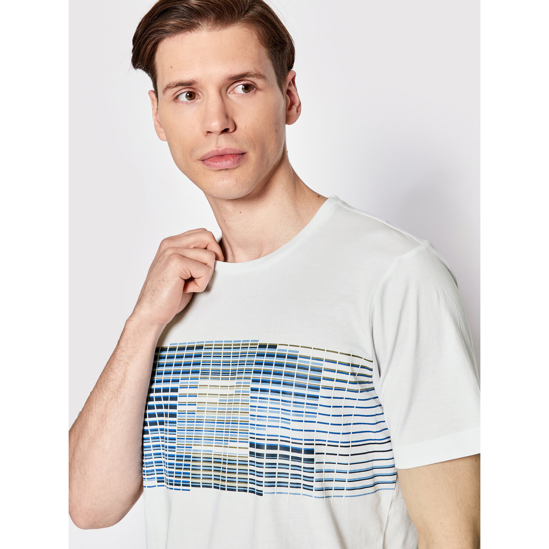 Pierre Cardin Тишърт 20380/000/2028 Бял Modern Fit - Pepit.bg