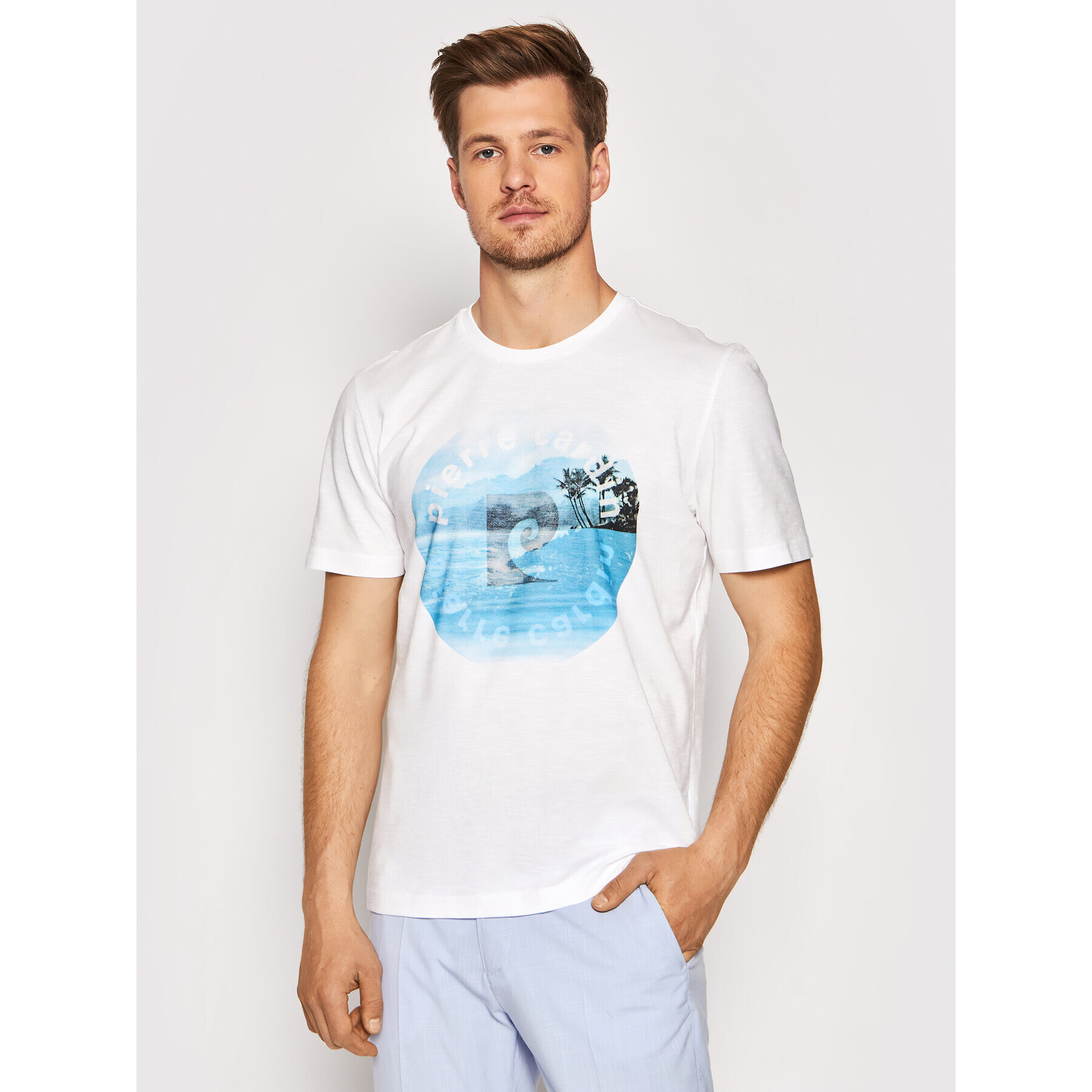 Pierre Cardin Тишърт 52630/000/11275 Бял Regular Fit - Pepit.bg