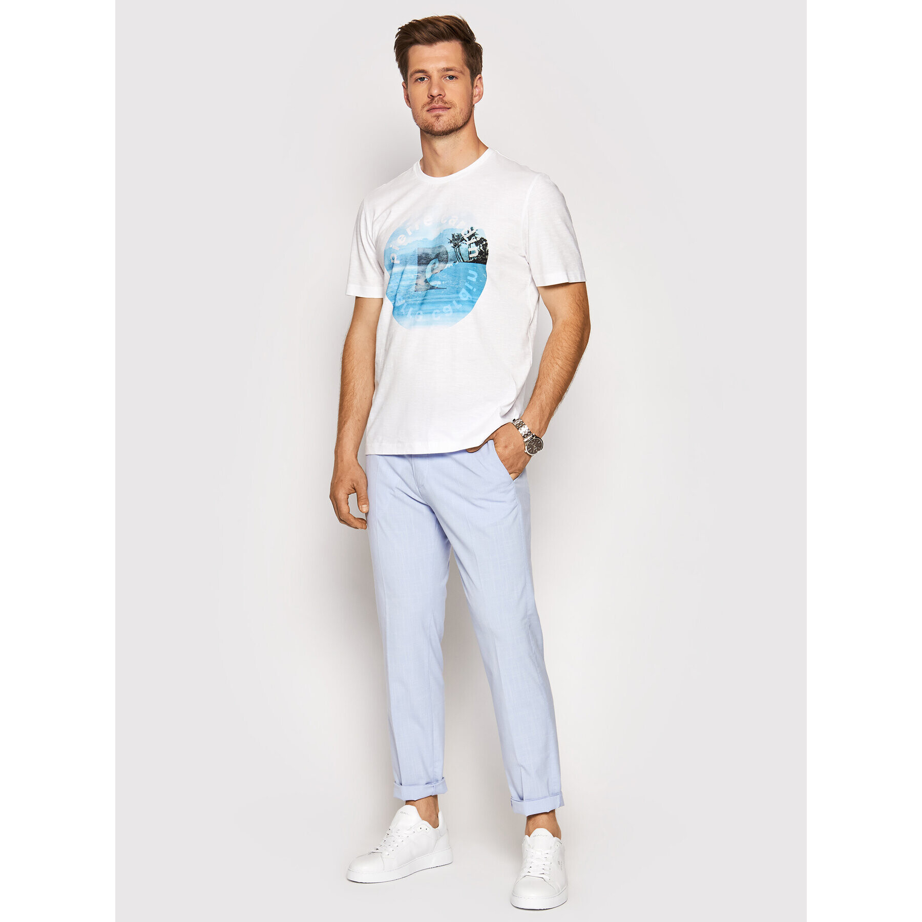 Pierre Cardin Тишърт 52630/000/11275 Бял Regular Fit - Pepit.bg