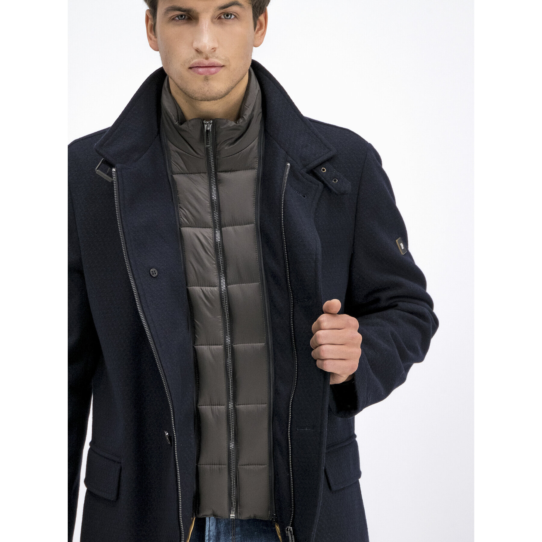 Pierre Cardin Вълнено палто 69130 Тъмносин Regular Fit - Pepit.bg