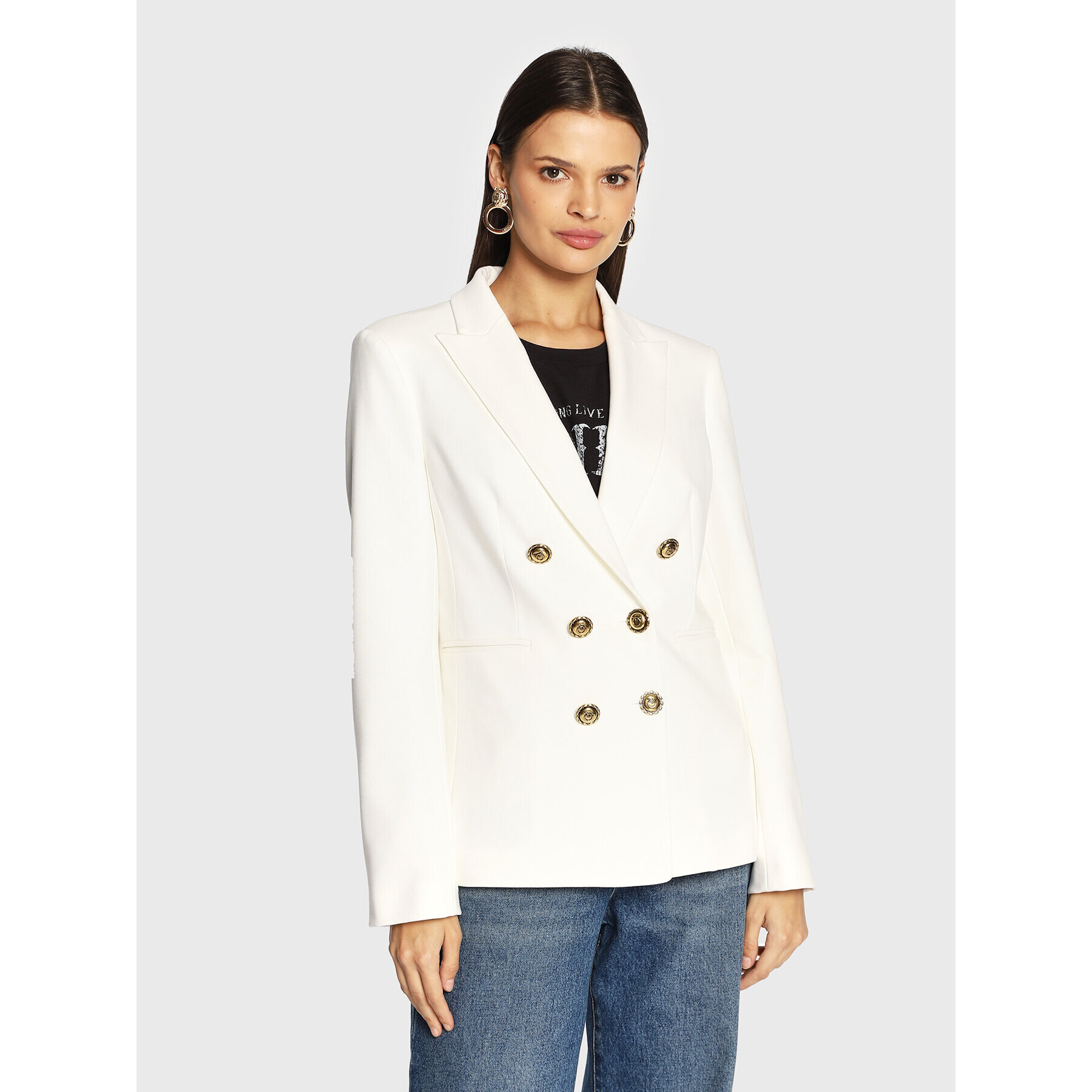 Pinko Блейзър Alexia 6 1G17VP 1739 Бял Regular Fit - Pepit.bg